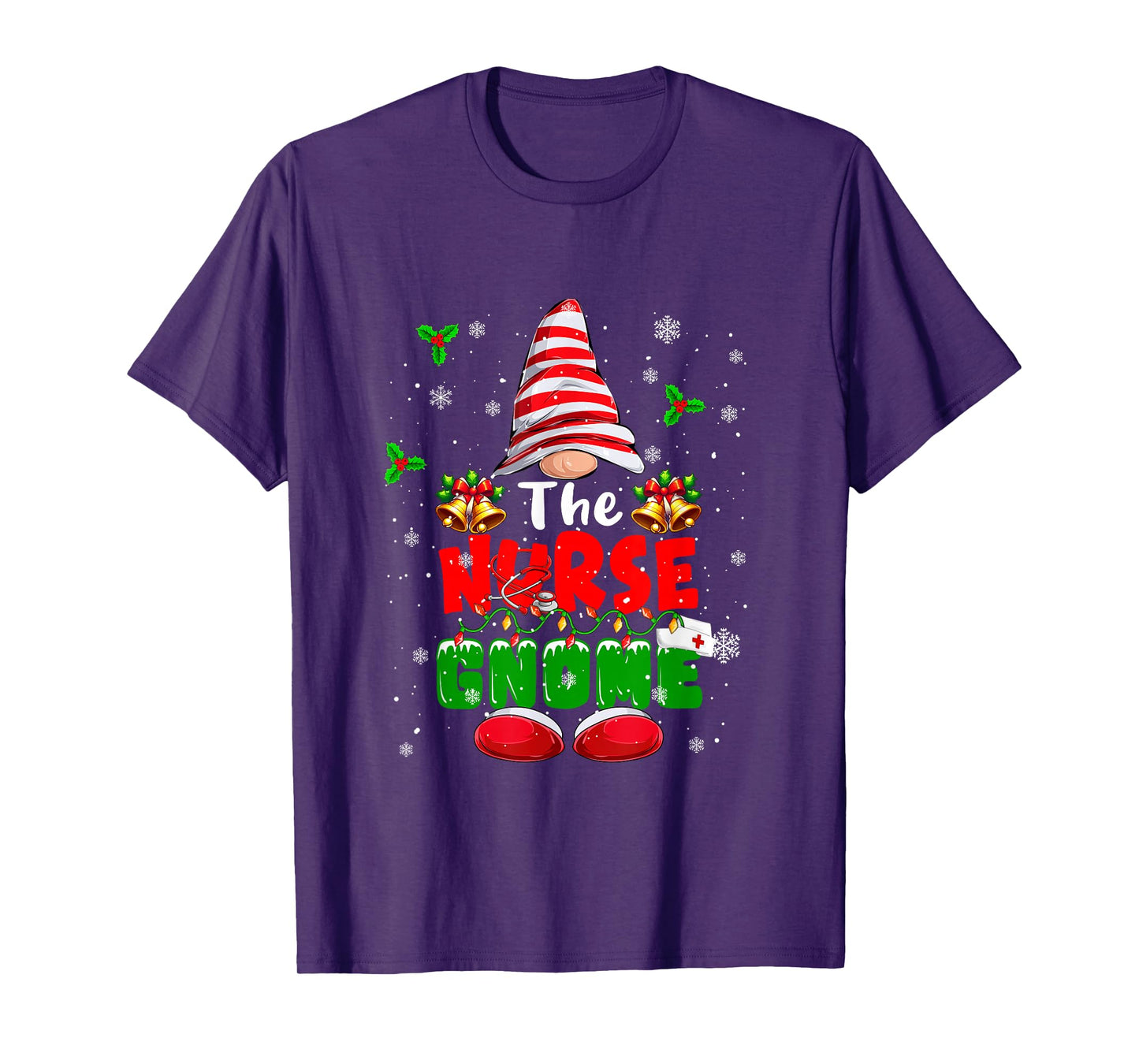 The Nurse Gnome Christmas Colorful Costume Job Team T-Shirt