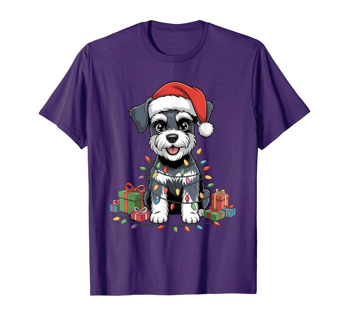 Miniature Schnauzer Santa Hat Christmas Dog Lover Holiday T-Shirt