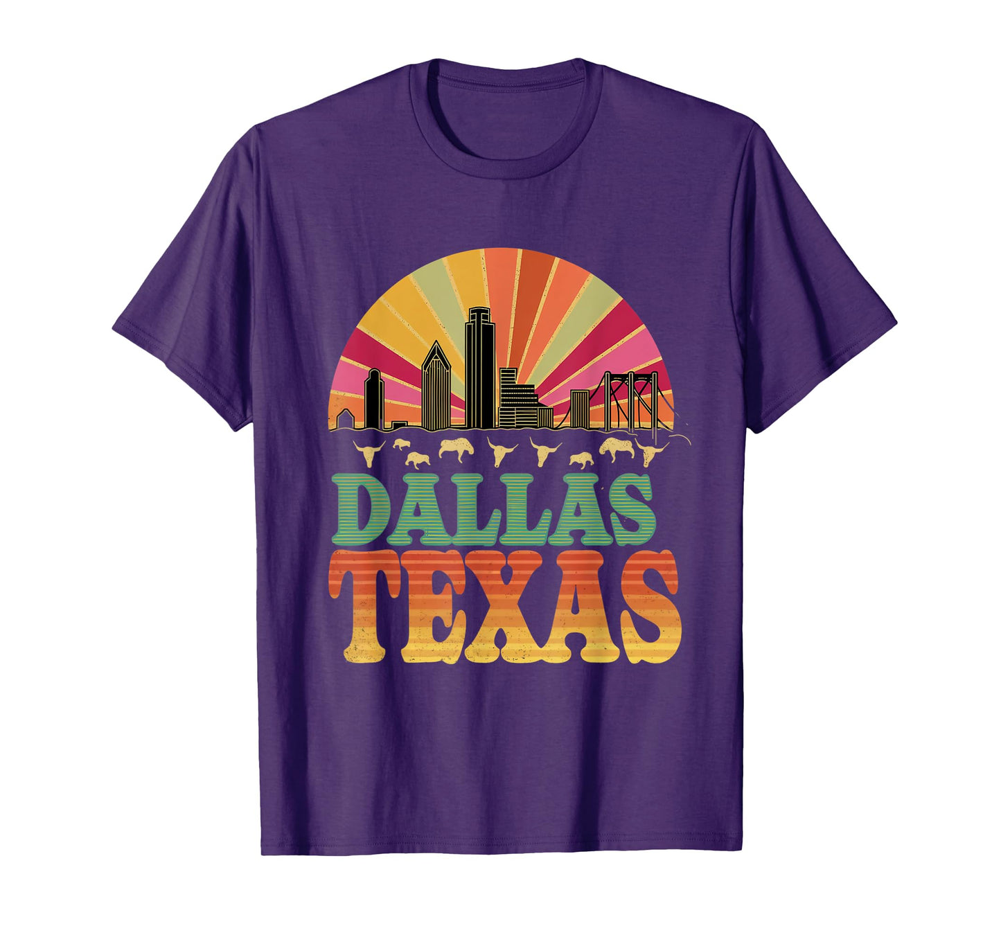 Vintage Dallas Texas Skyline Cityscape Retro Style T-Shirt