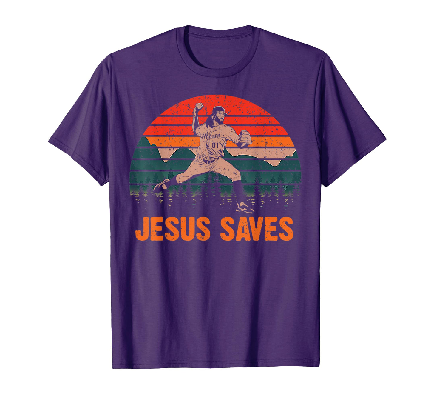 Vintage Jesus Saves Baseball Pitcher Retro 80s T-Shirt