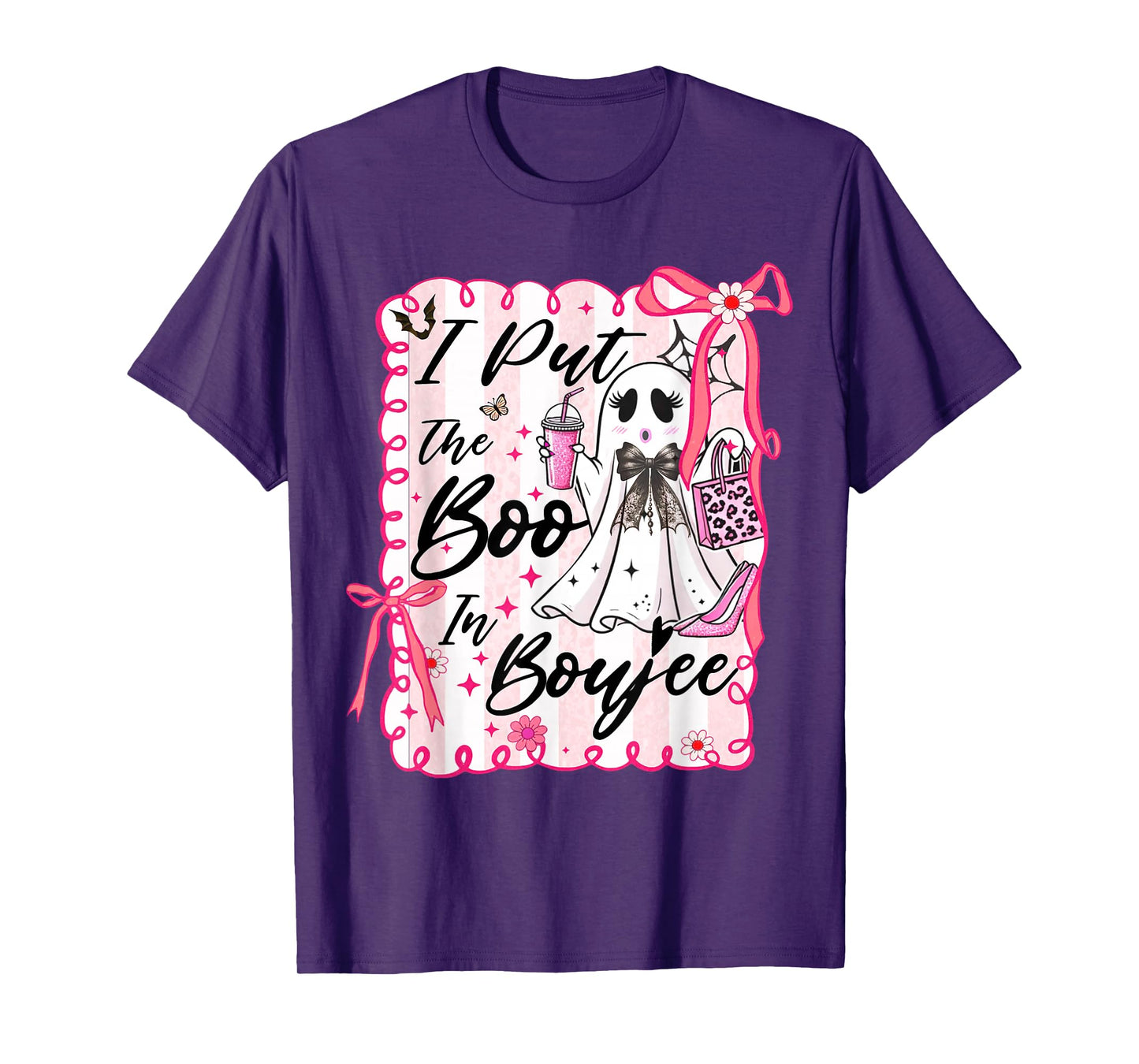 I Put The Boo in Boujee Retro Coquette Bow Boujie Halloween T-Shirt