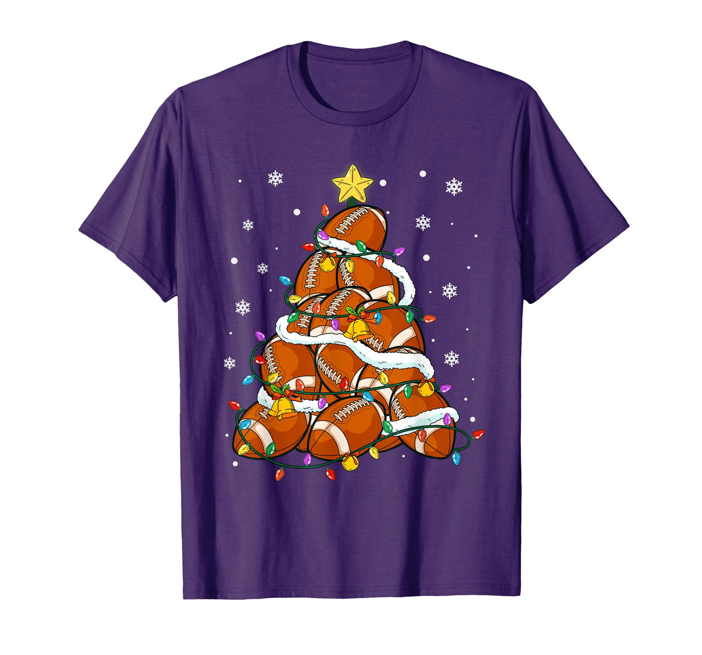 Football Christmas Tree Lights Santa Xmas Sport Men Boy Kids T-Shirt