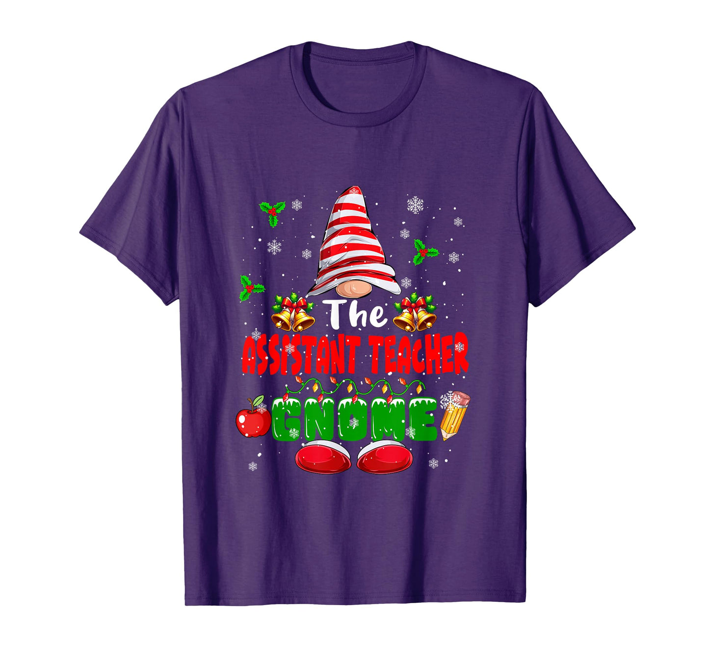 The Assistant Teacher Gnome Christmas Colorful Job Team T-Shirt