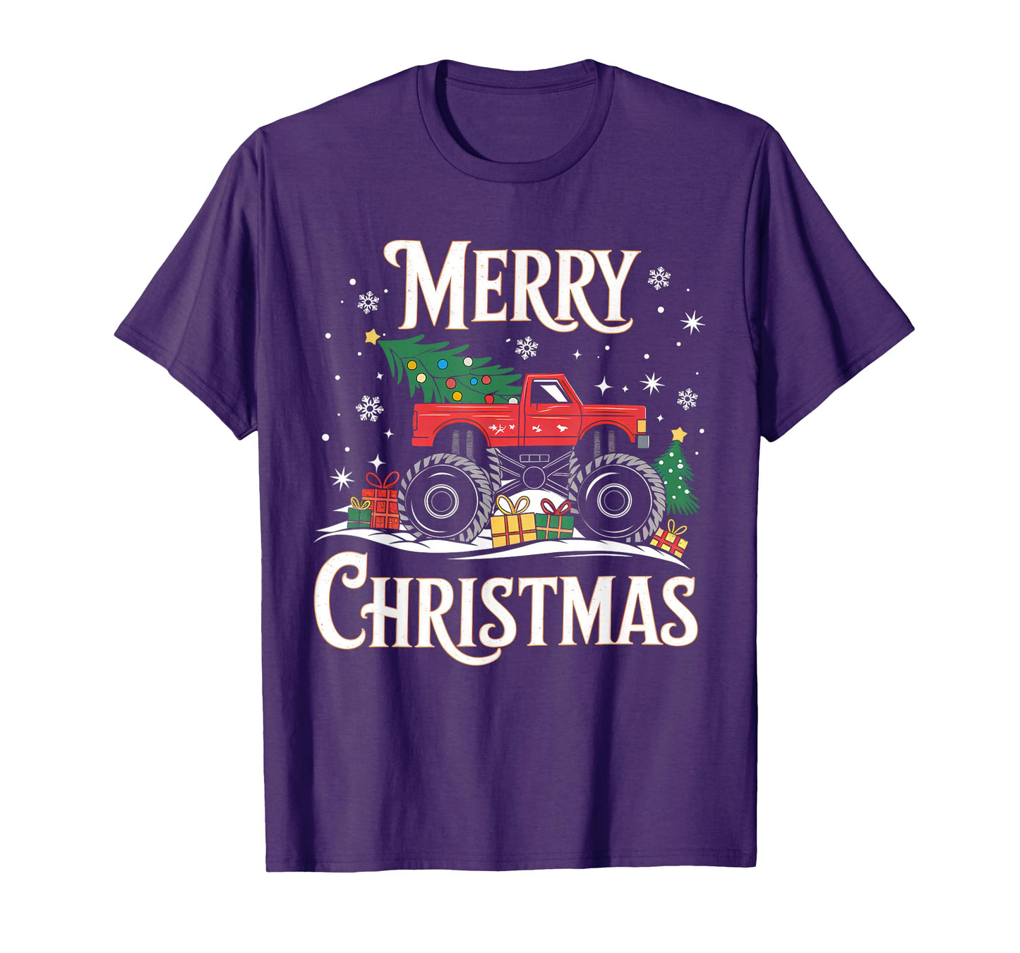 Merry Christmas Monster Truck Xmas Pajamas Boys Kids Toddler T-Shirt