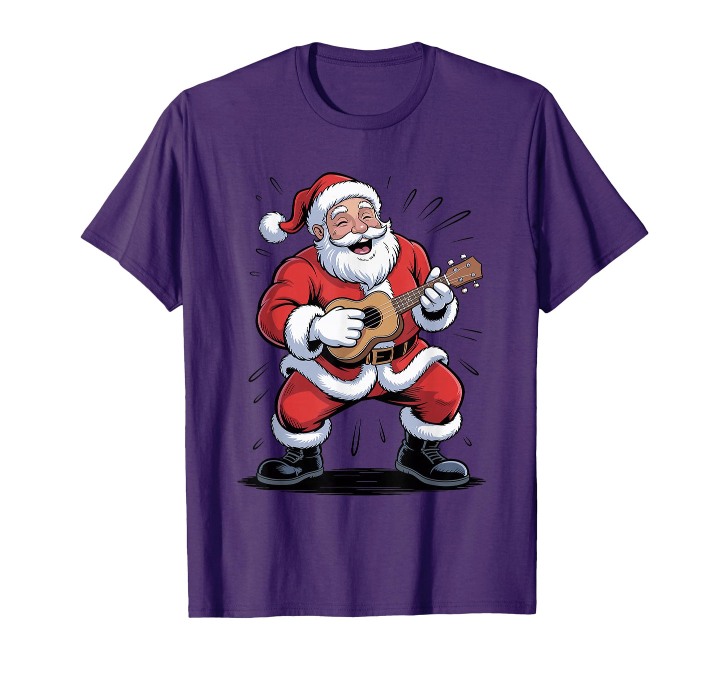 Santa Playing Ukulele Funny Holiday Christmas Xmas Pajama T-Shirt