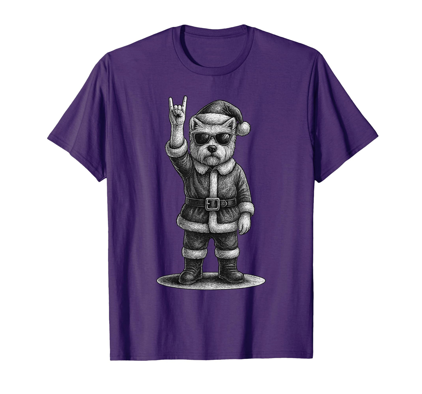 West Highland White Terrier Rock Music Christmas Dog Lover T-Shirt