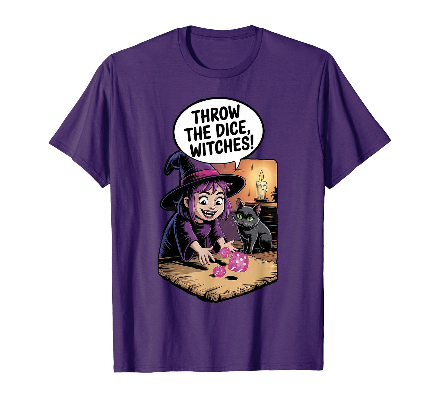 Throw The Dice Witches for Women Bunco Halloween Party T-Shirt