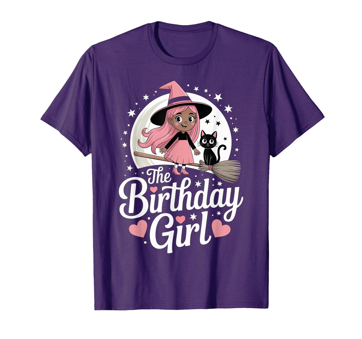 Halloween Birthday Girl Black Witch Melanin October Kids Cat T-Shirt
