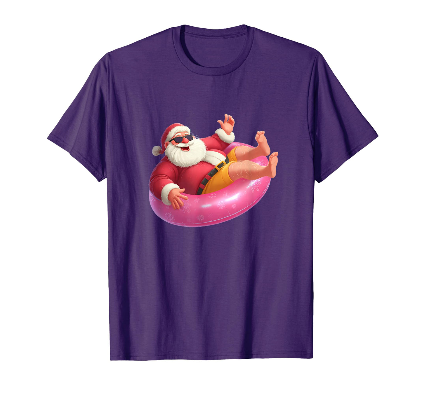Santa Water Fun Costume with Pool Ring for Christmas T-Shirt