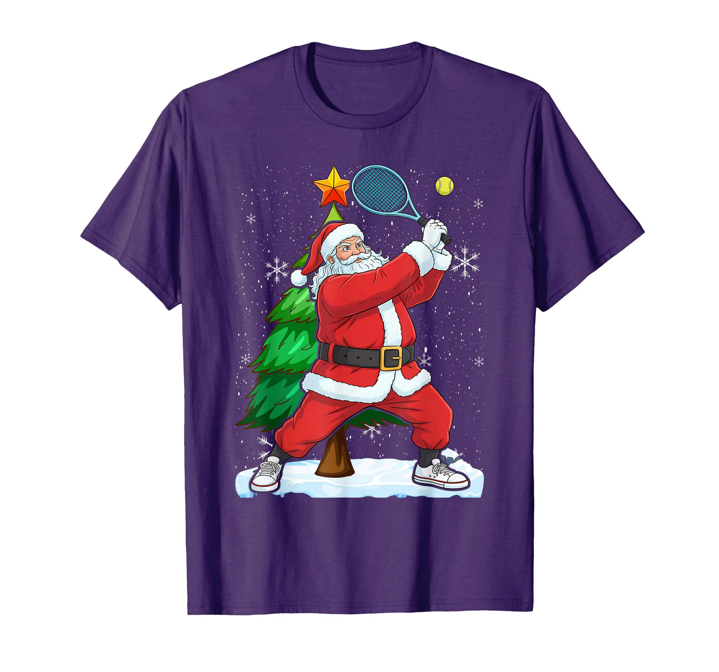 Christmas Santa Claus Game Tennis Racket T-Shirt