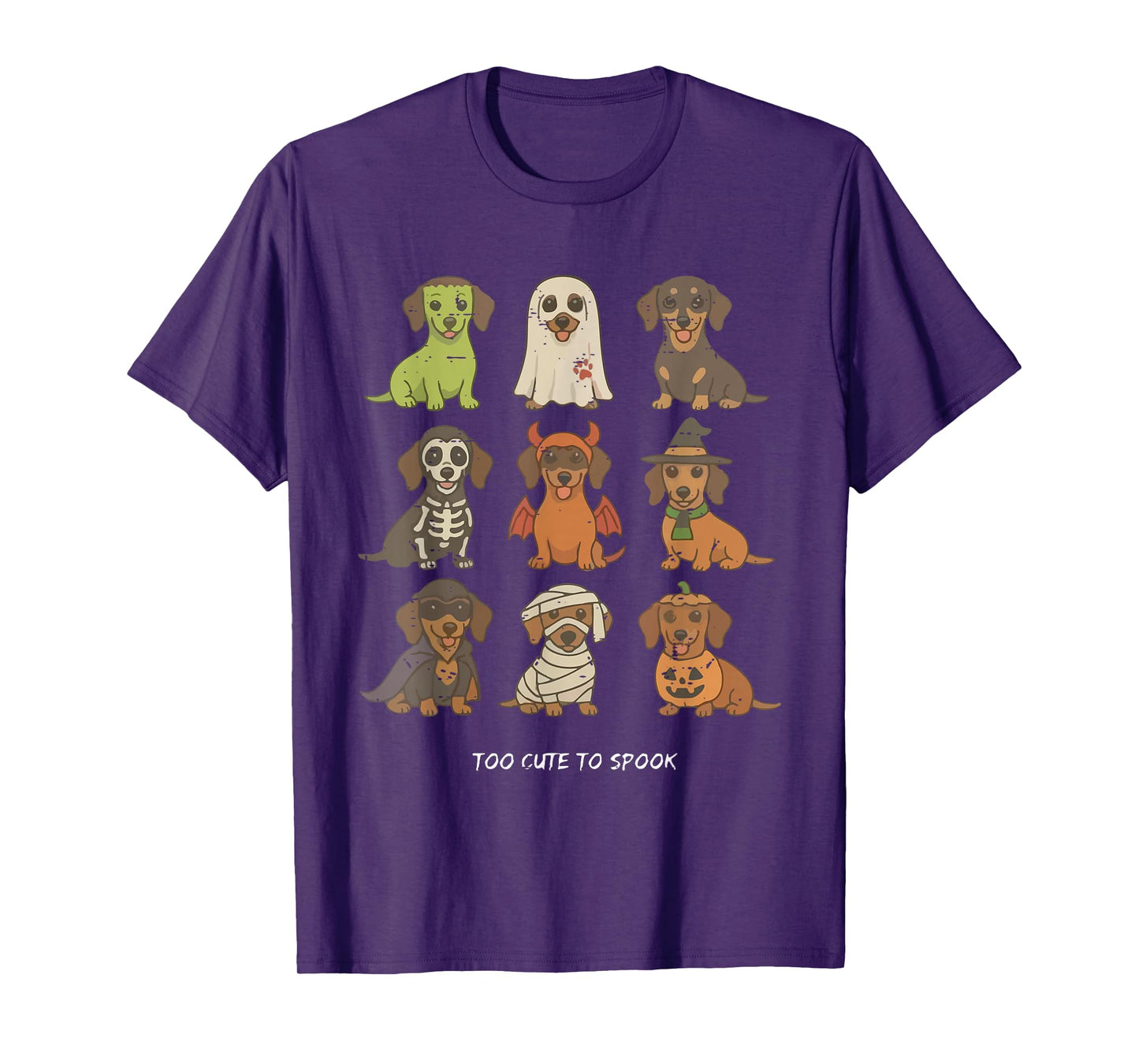 Funny Witch Pumpkin Mummy Ghost Dachshund Halloween Cute Dog T-Shirt