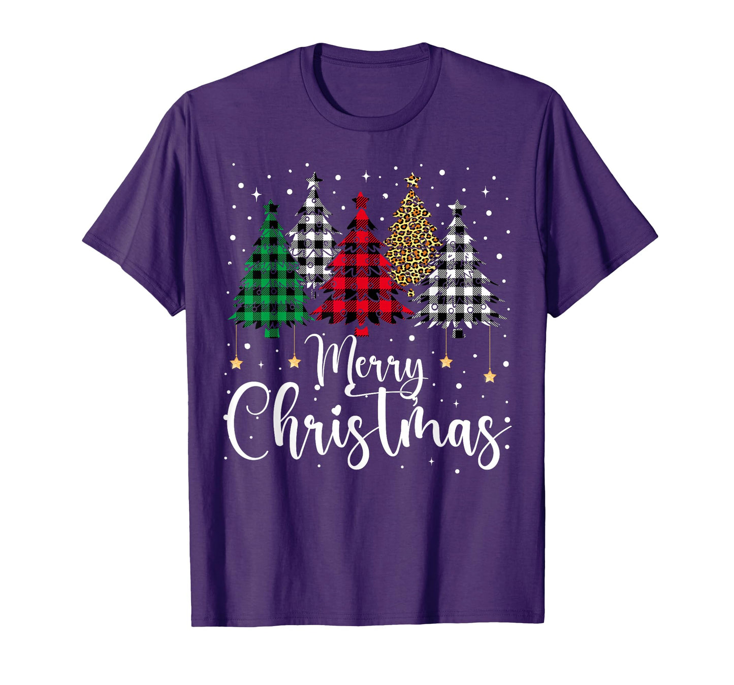 Merry Christmas Tree Buffalo Plaid Red White Green Xmas Pjs T-Shirt