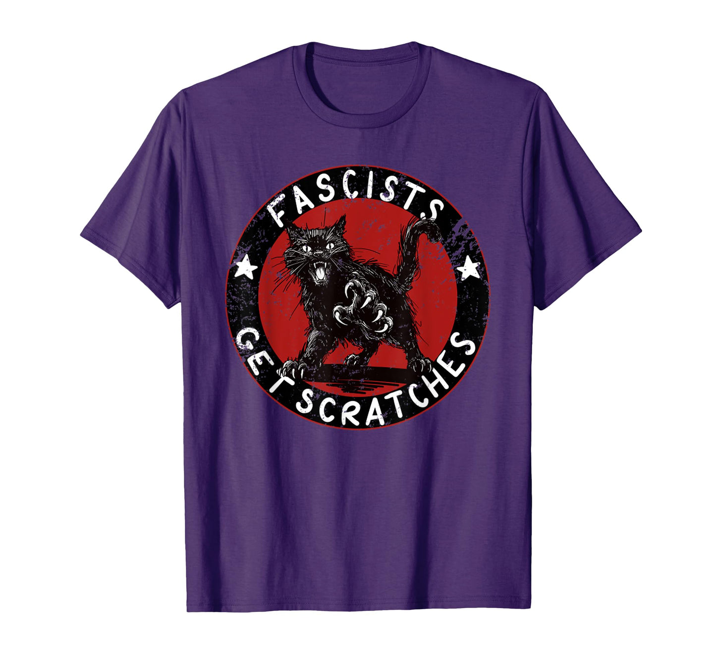 Vintage Black Cats Against Fascists Tee T-Shirt