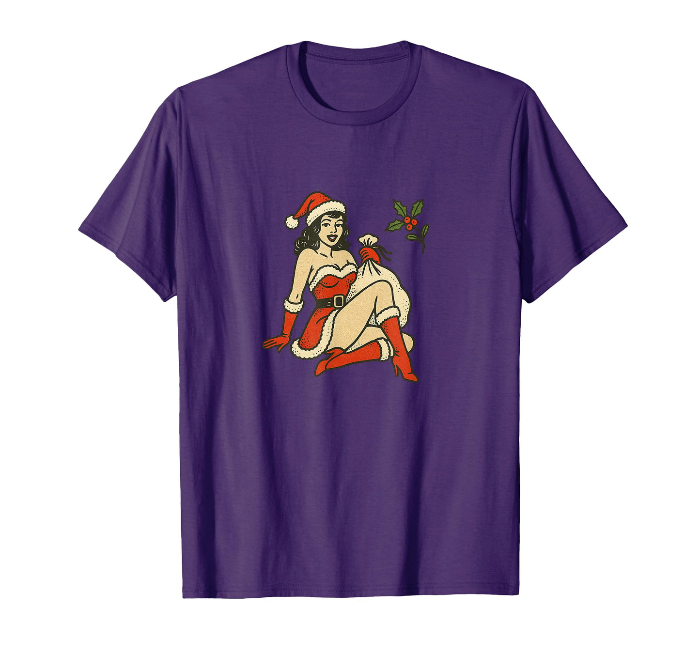 Vintage Merry Christmas Pinup Girl Holiday Retro Art T-Shirt