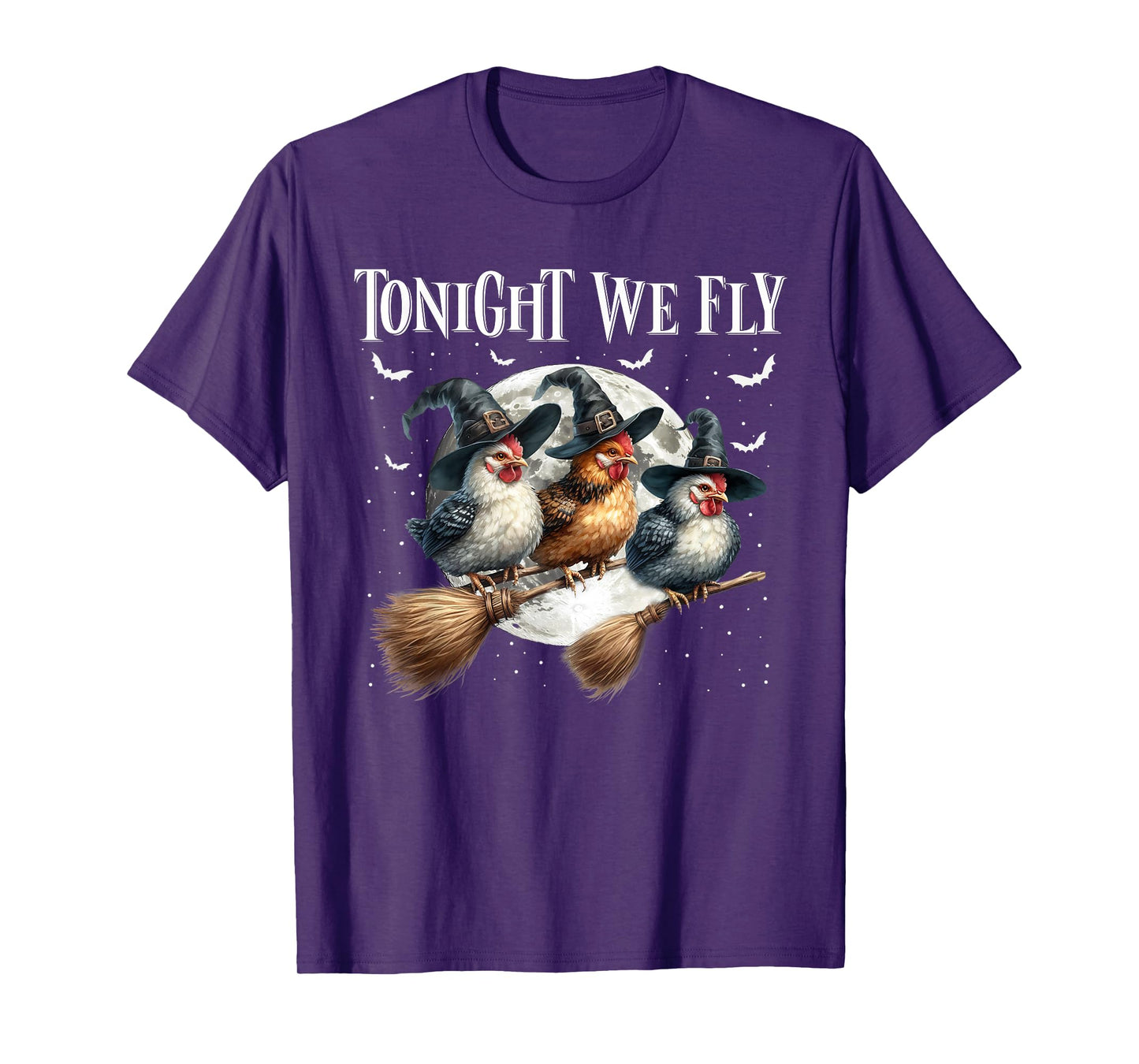 Tonight We Fly Funny Chicken Witches Halloween Costume T-Shirt