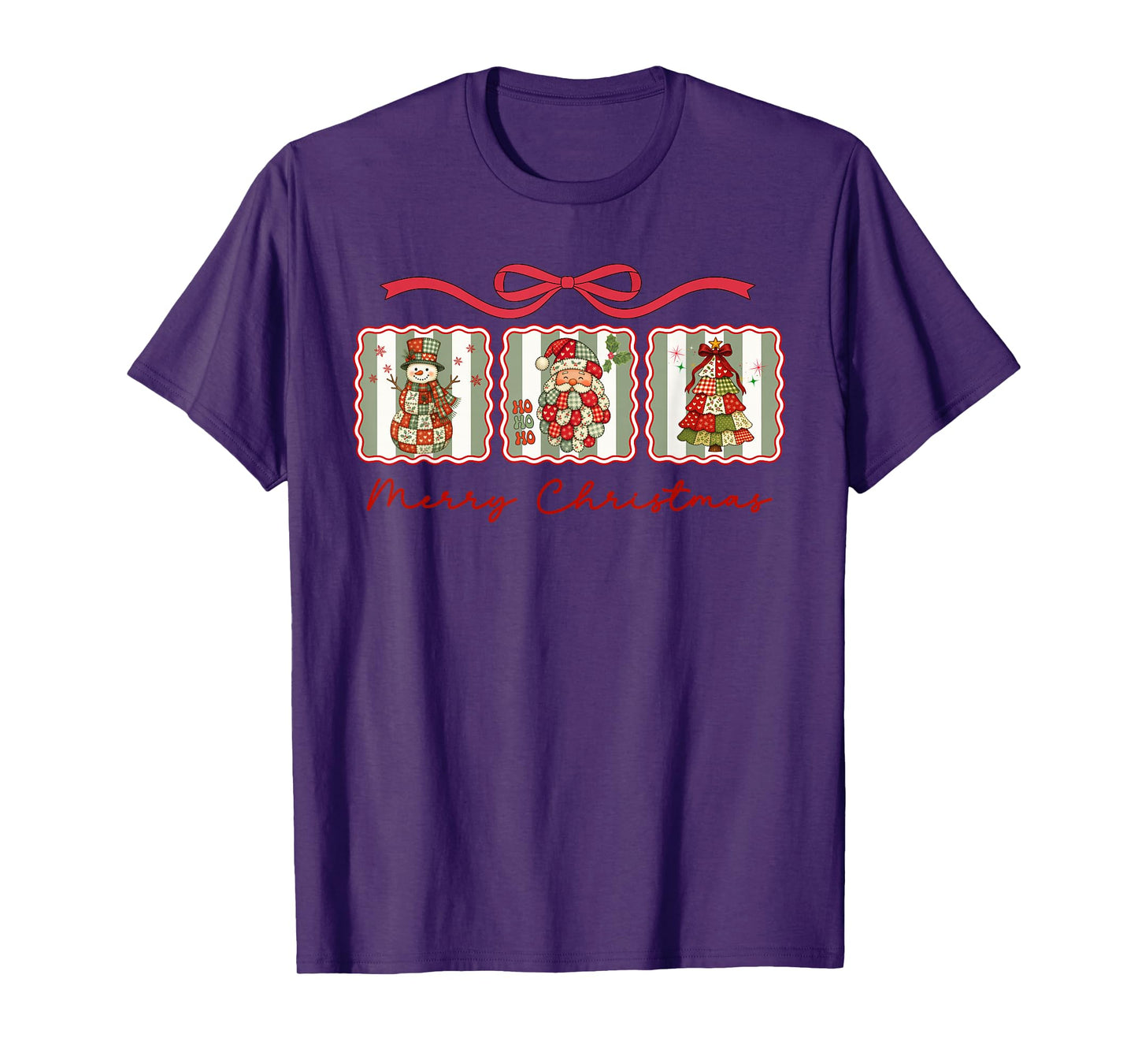 Awesome Patchwork Santa Merry Christmas T-Shirt