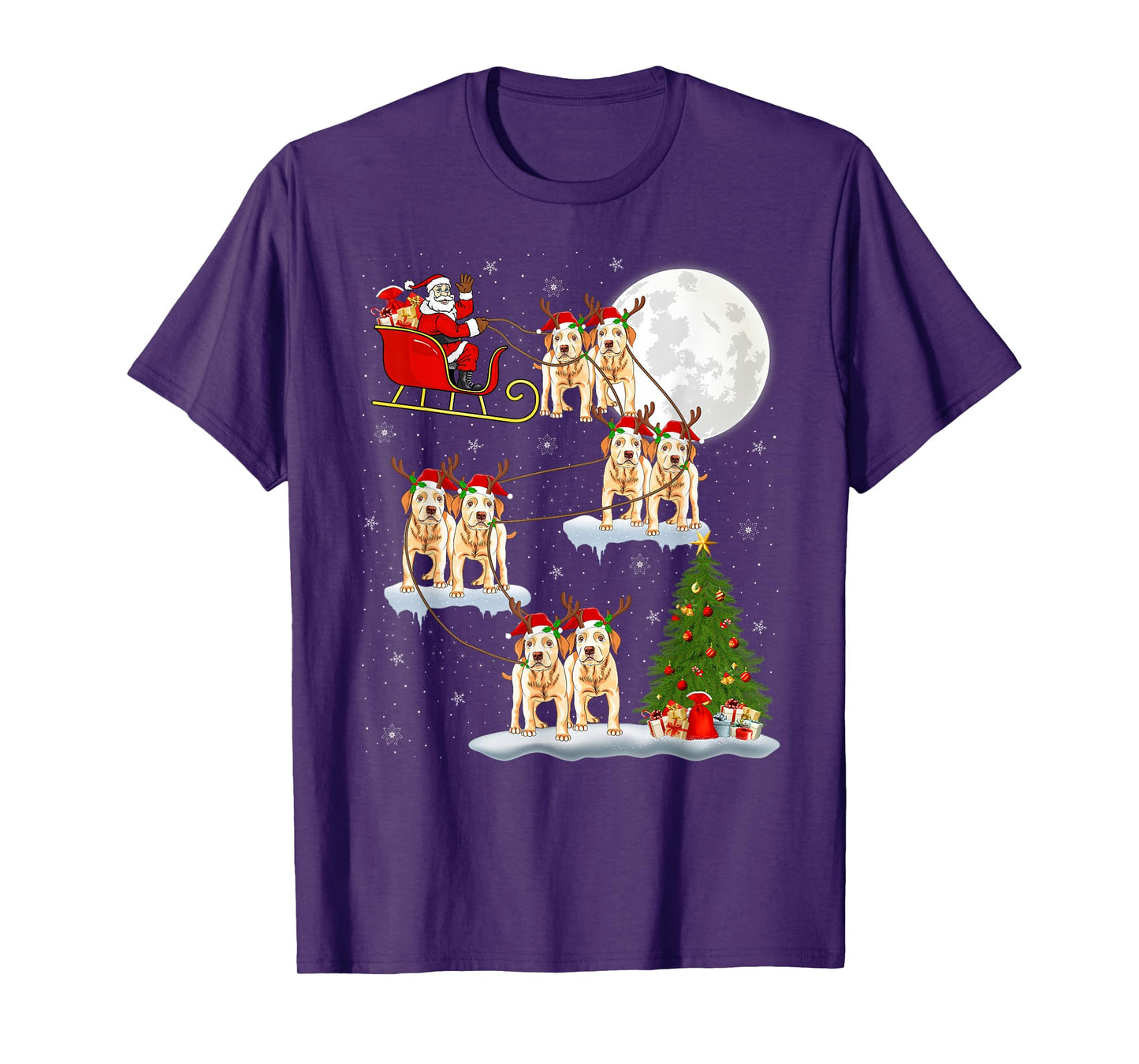 Labrador Retriever Dog Santa Sleigh Flying Funny Christmas T-Shirt