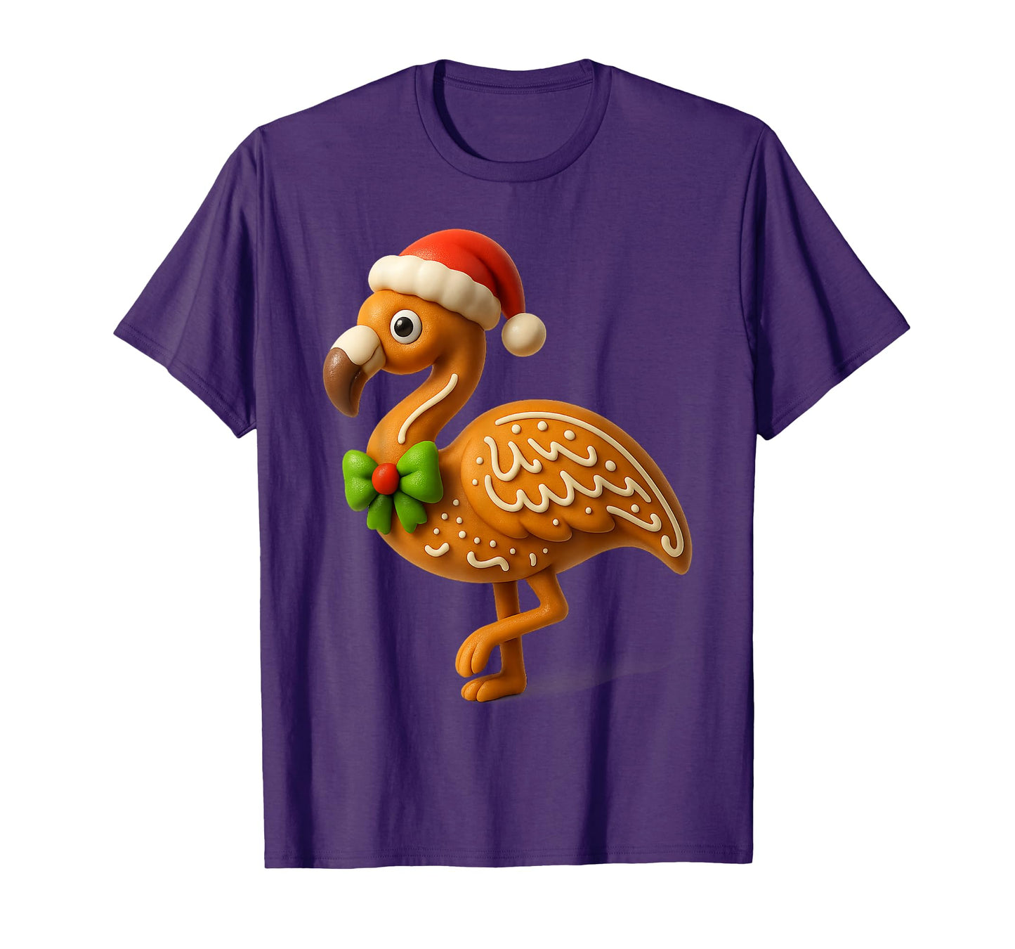 Funny Gingerbread Man Flamingo Christmas Womens Mens Gifts T-Shirt