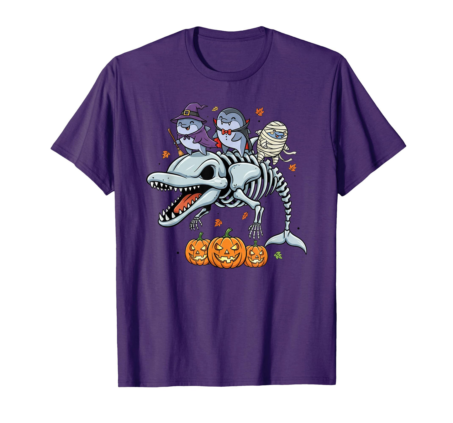Dolphin Skeleton Mummy Witch Halloween Kids Mens Womens T-Shirt