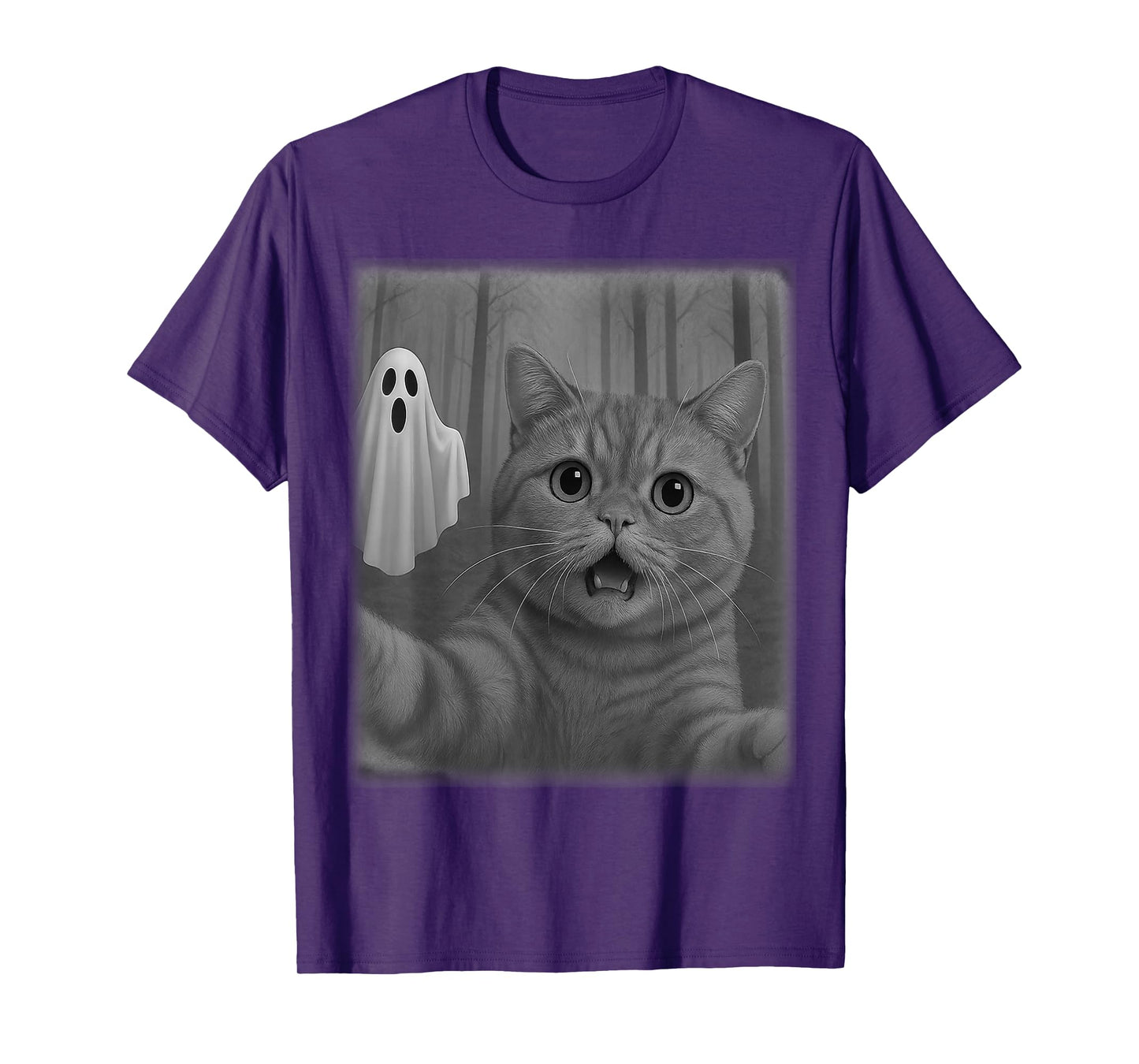 Funny Halloween Cat Selfie with Spooky Ghost Cat Lovers T-Shirt