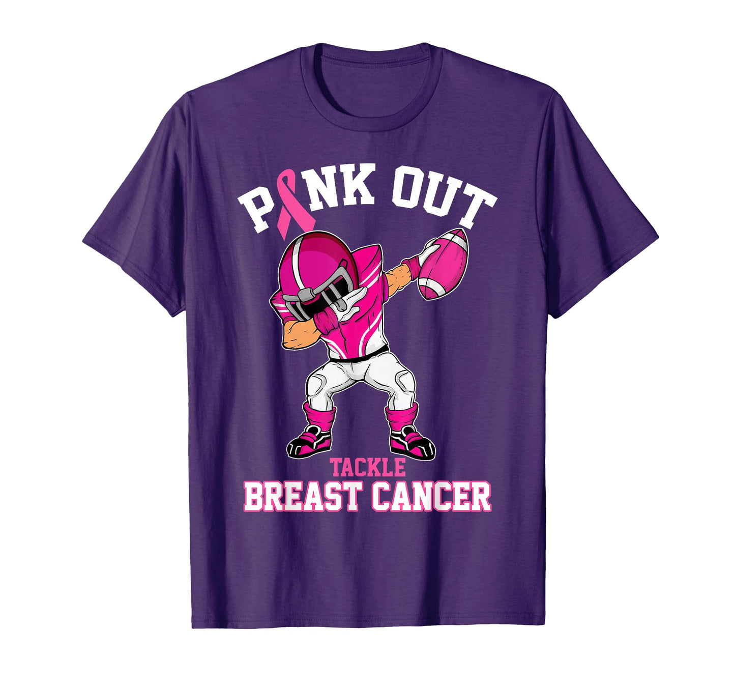 Pink Out Tackle Breast Cancer Awareness Dabbing Football T-Shirt