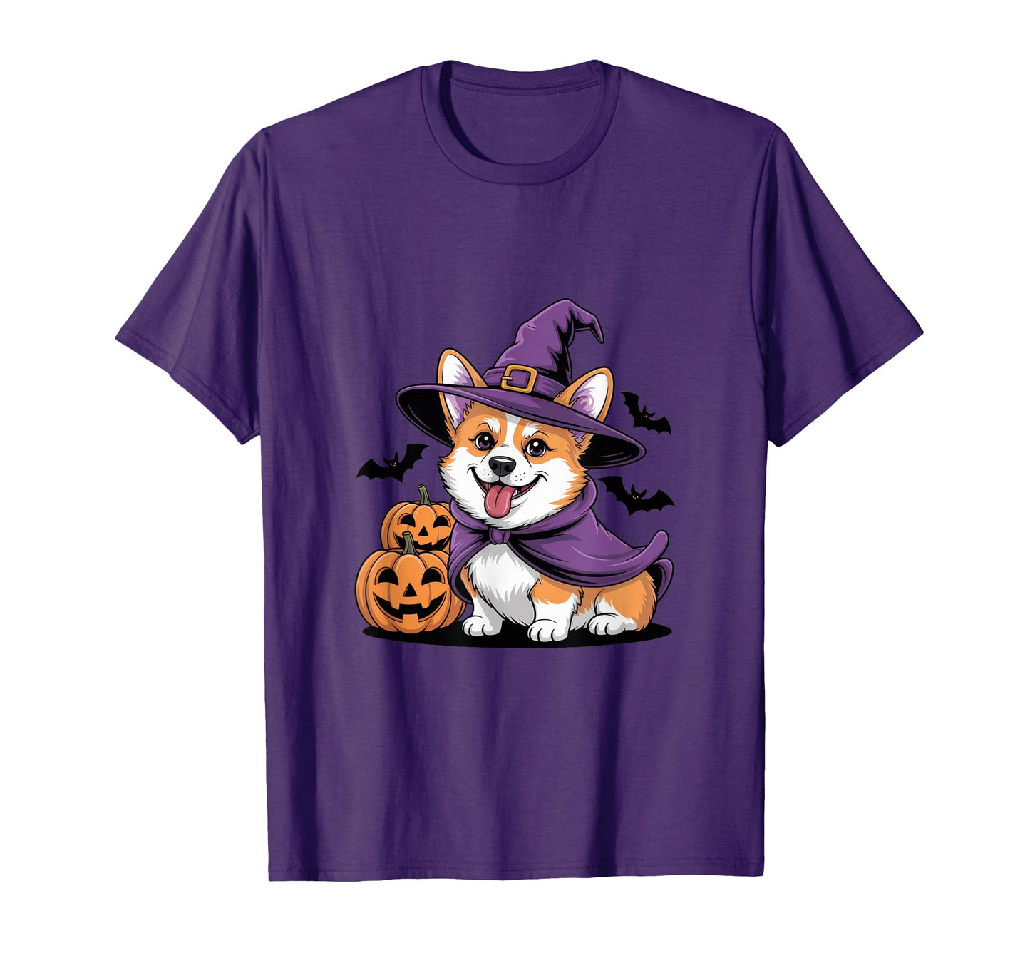 Adorable Corgi in Witch Hat for Dog Lovers Halloween Fun T-Shirt