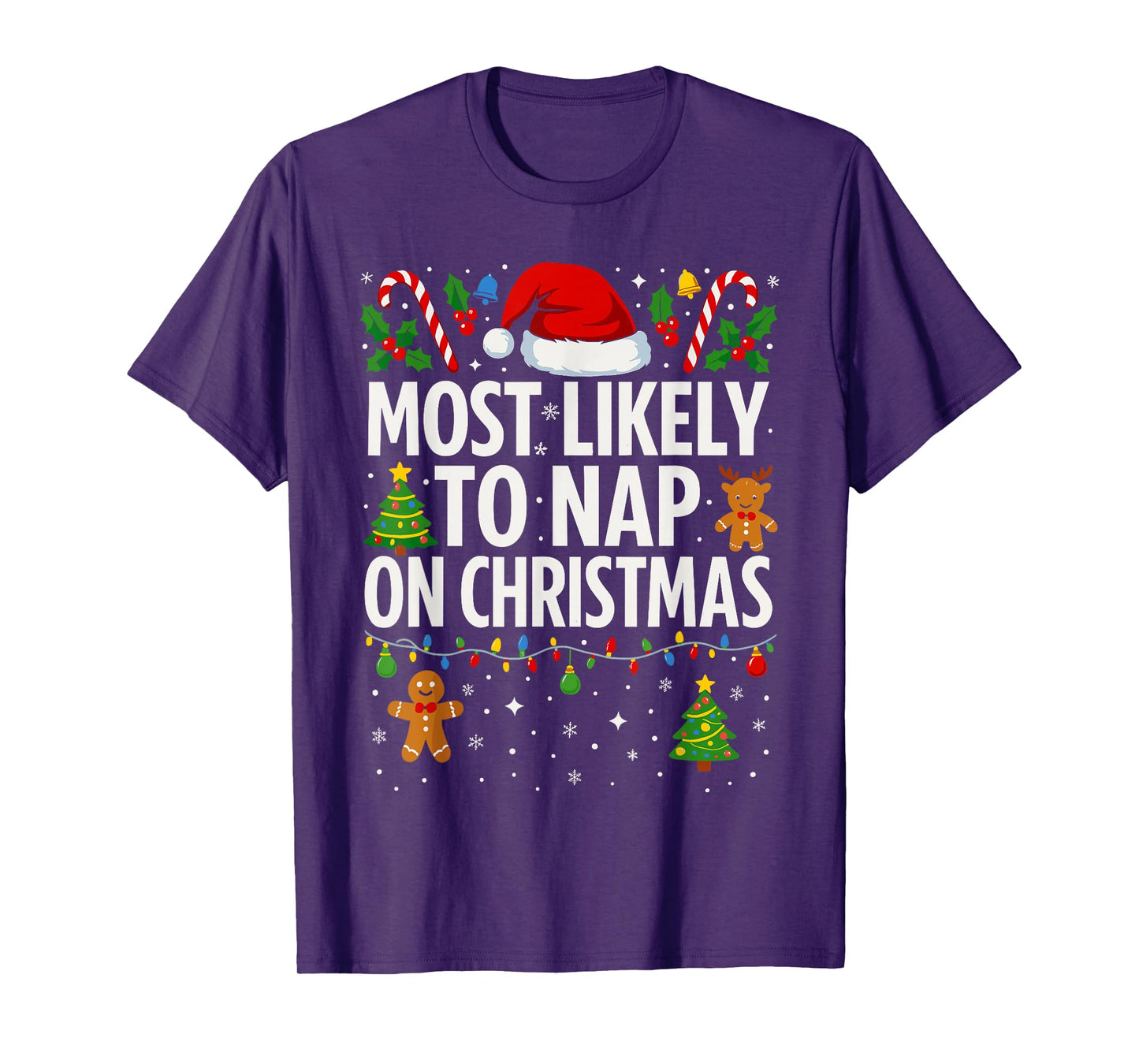 Most Likely to Nap on Christmas Shirt Men, Funny Xmas Lazy T-Shirt