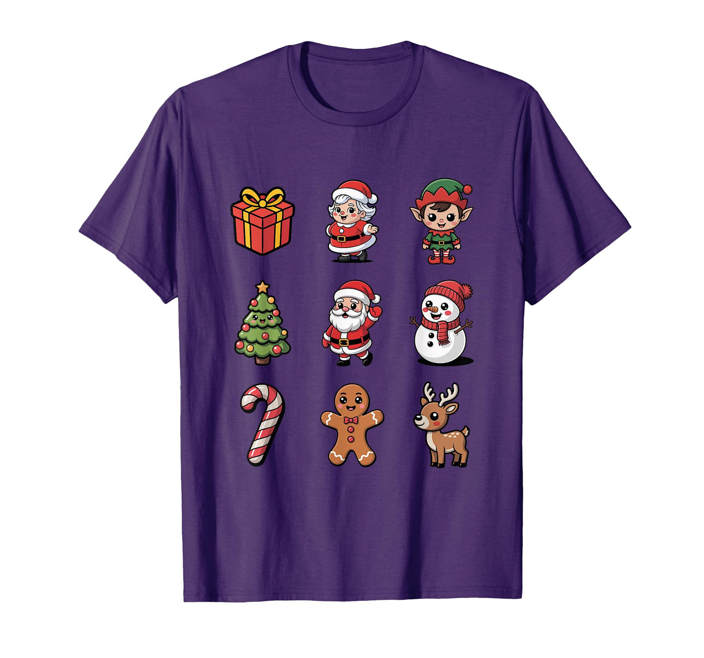 Cute Santa Claus Reindeer Tree Candy Cane T-Shirt