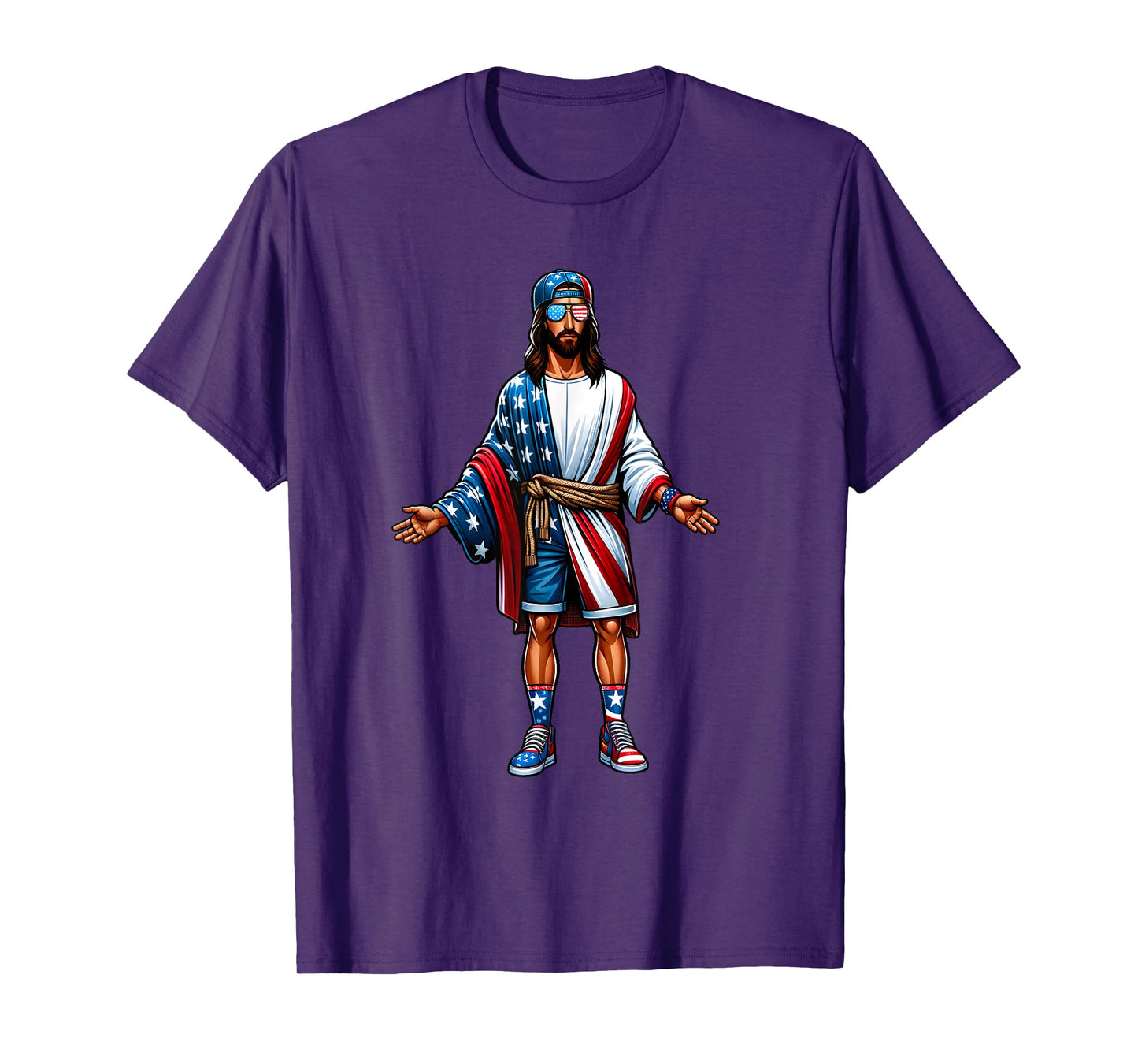 Love Jesus and America Too USA Flag July 4 Christian Church T-Shirt