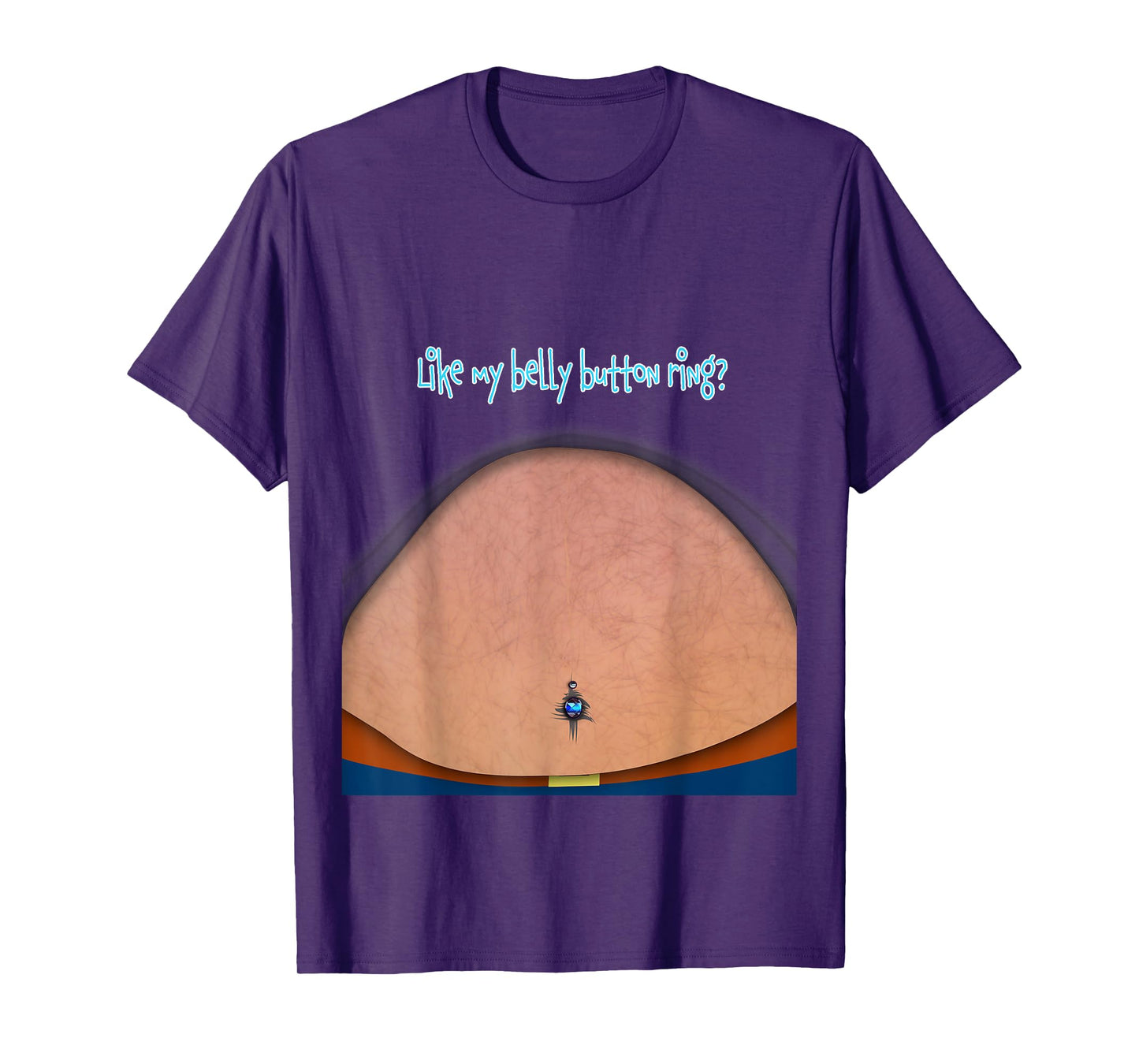 Fake Fat Hairy Belly Dad Bod with Bellybutton Ring T-Shirt