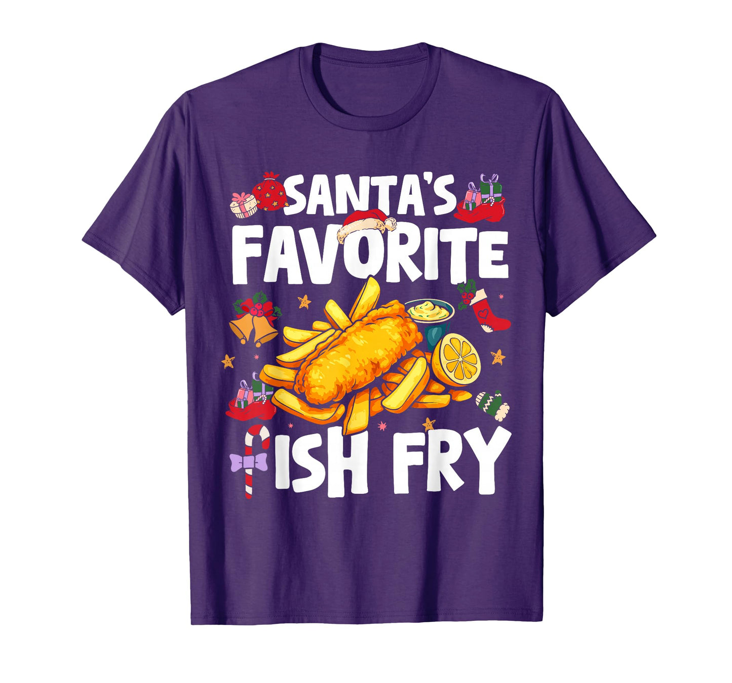 Santas Favorite Fish Fry Fried Fish Xmas Christmas T-Shirt