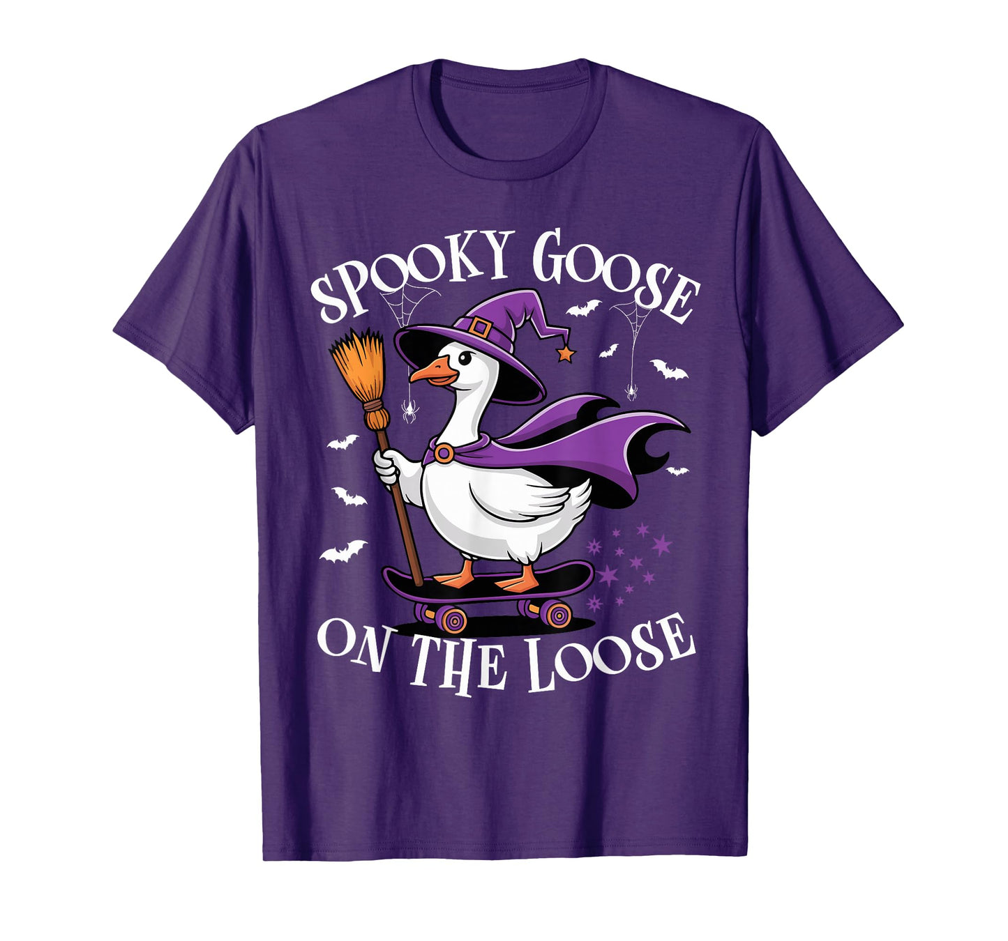 Spooky Goose On The Loose Funny Goose Witch Animal Halloween T-Shirt