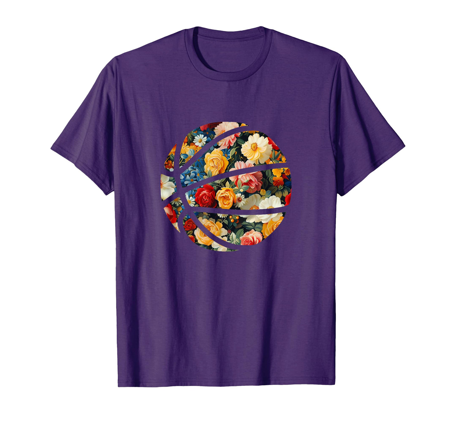 Basketball Silhouette Flowers Botanical Floral T-Shirt
