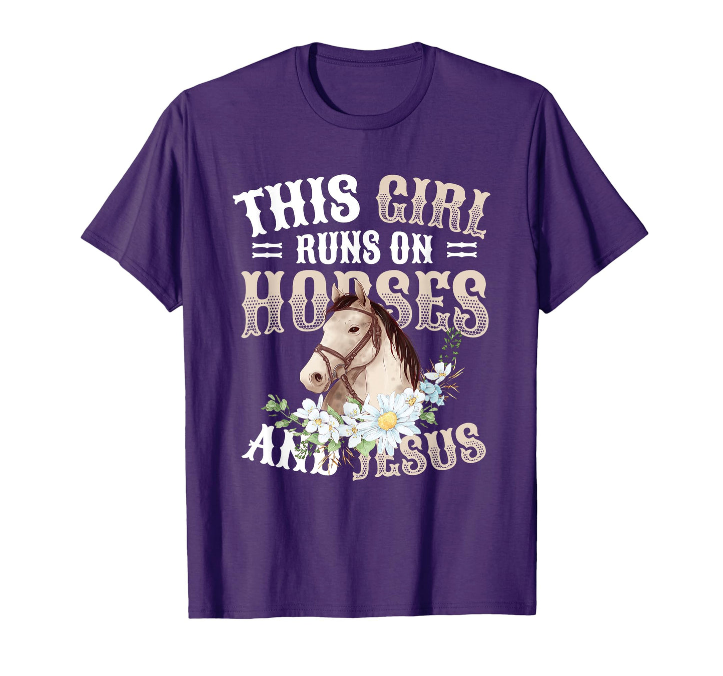 This Girl Runs On Horses And Jesus Girls Horse T-Shirt