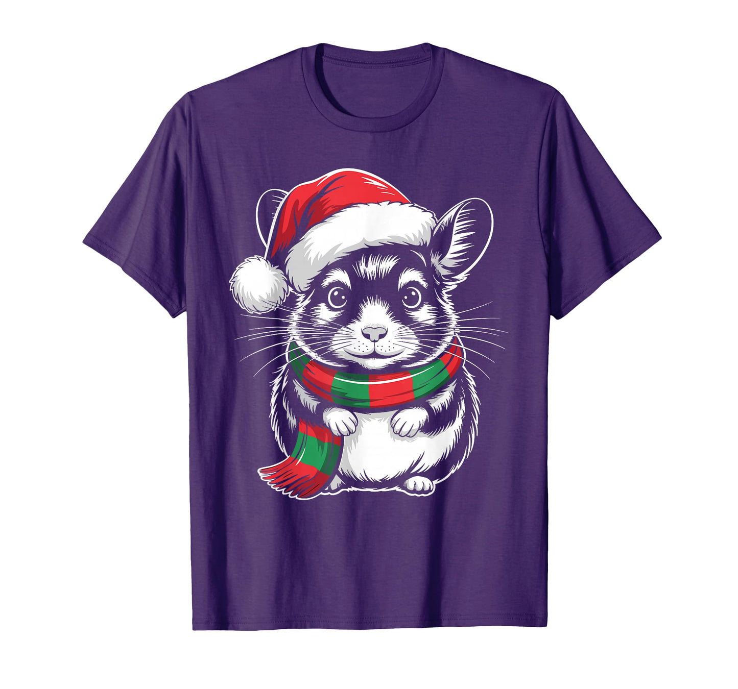 Chinchilla Xmas Santa Hat Scarf Christmas Costume T-Shirt