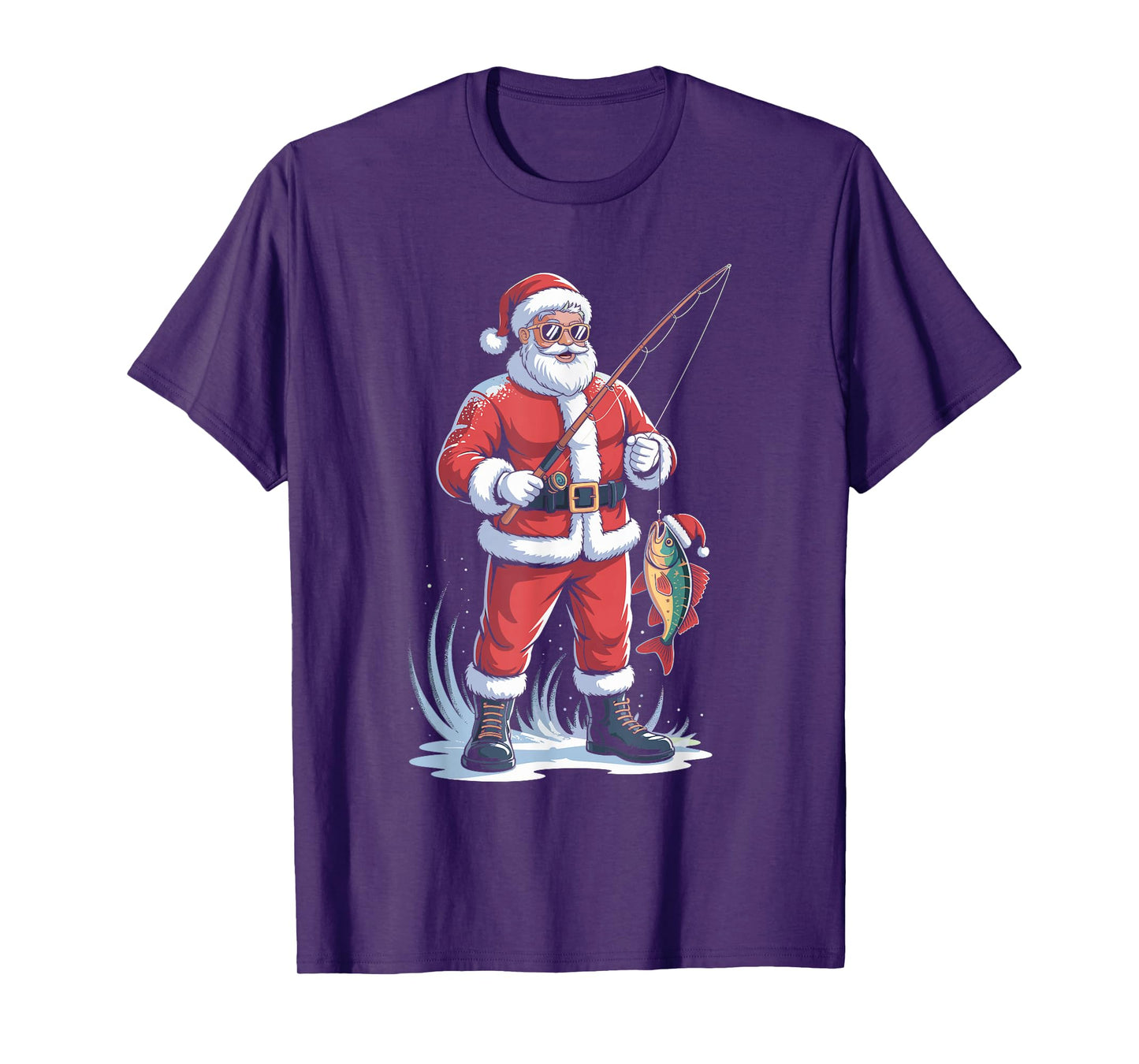 Funny Santa Claus Fishing Christmas Fisherman Xmas T-Shirt
