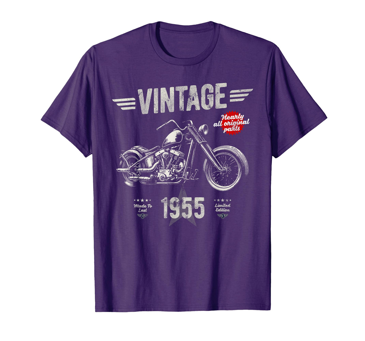 Vintage Classic Born 1955 70th Birthday Retro Motorbike T-Shirt