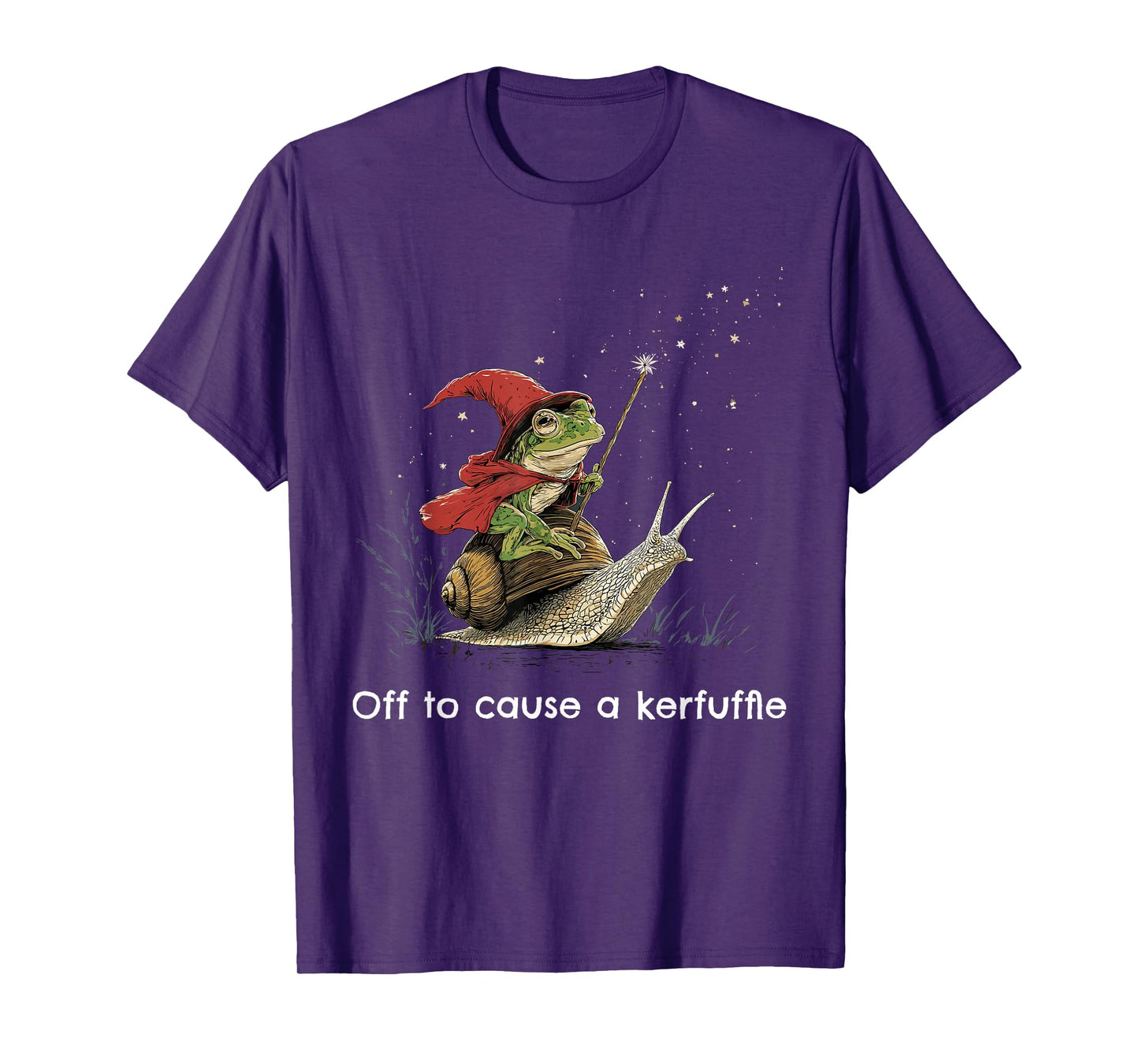 Off to Cause A Kerfuffle Sarcasm Frog Riding Snail Humor T-Shirt