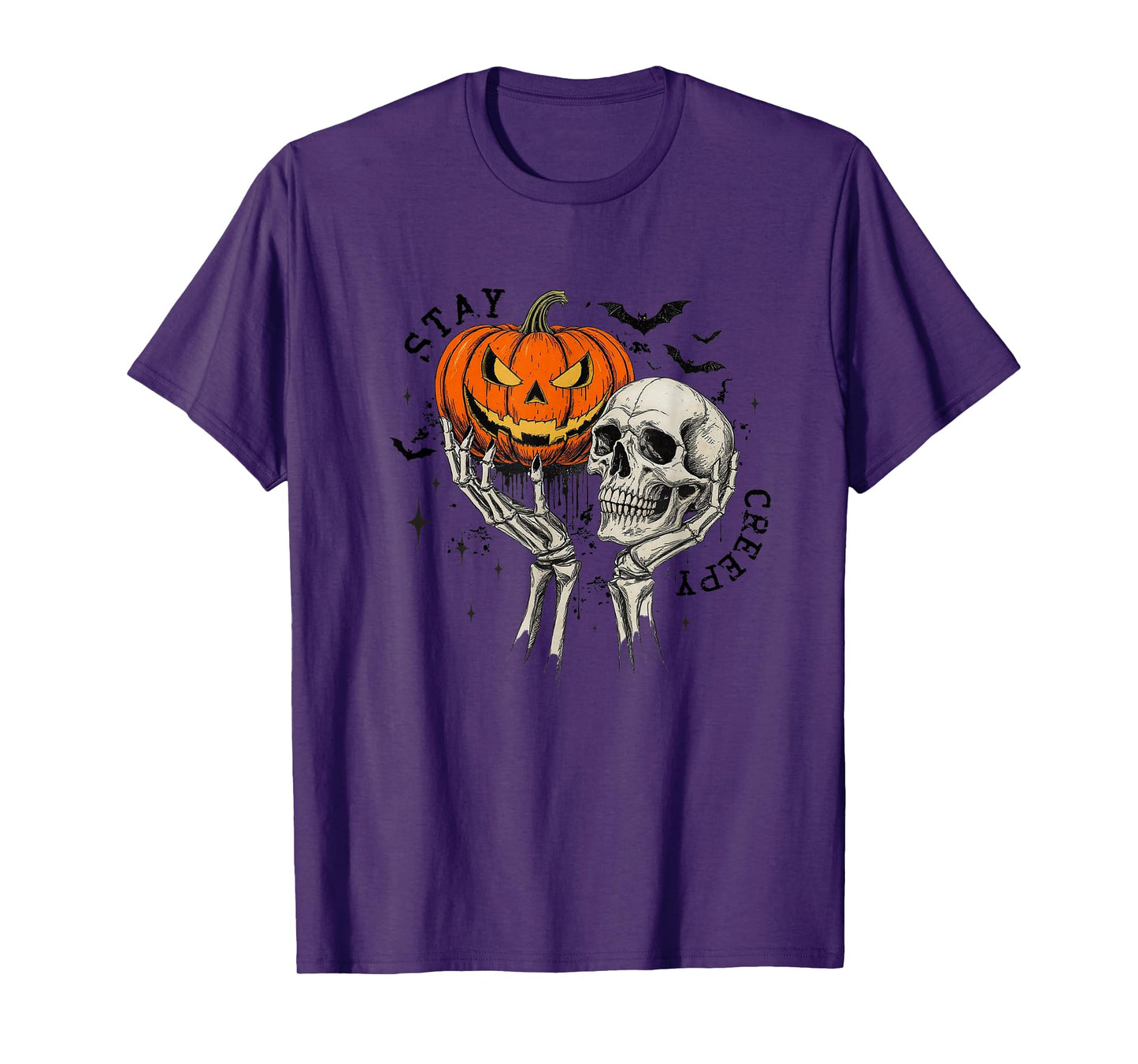 Amazing Spooky Creepy Halloween Pumpkin and Skull T-Shirt