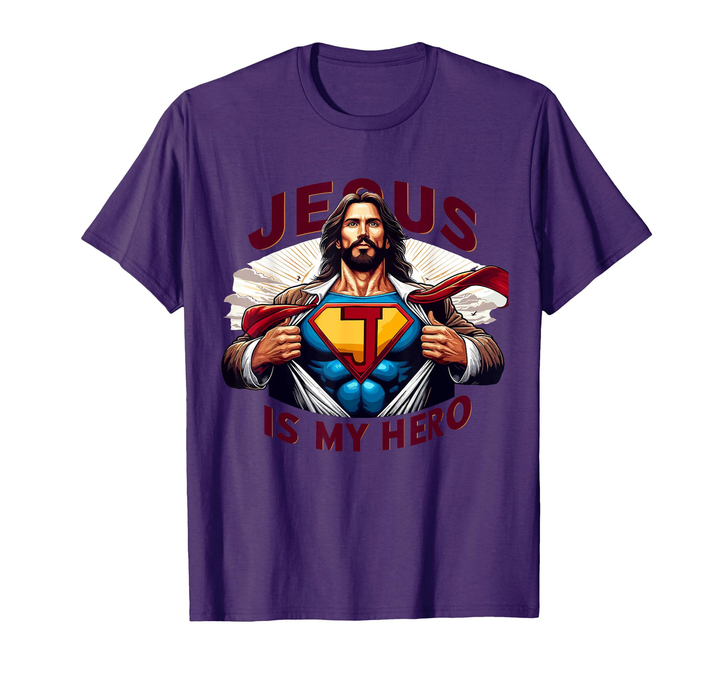 Jesus Is My Superhero Religious Christian Catholic Rizzen T-Shirt, Small, Black