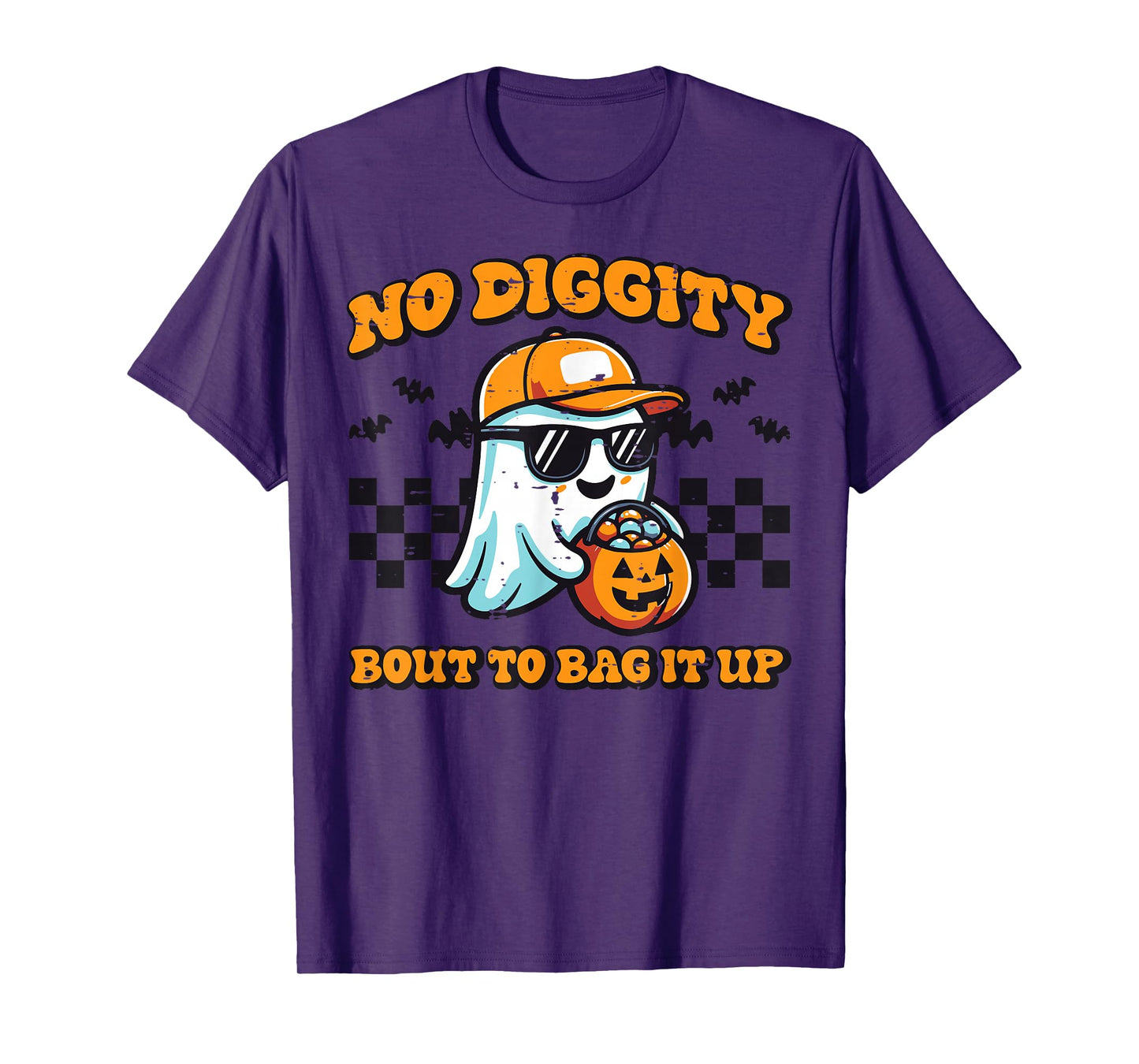 Halloween Ghost No Diggity Retro Costume Boys Kids Men Women T-Shirt