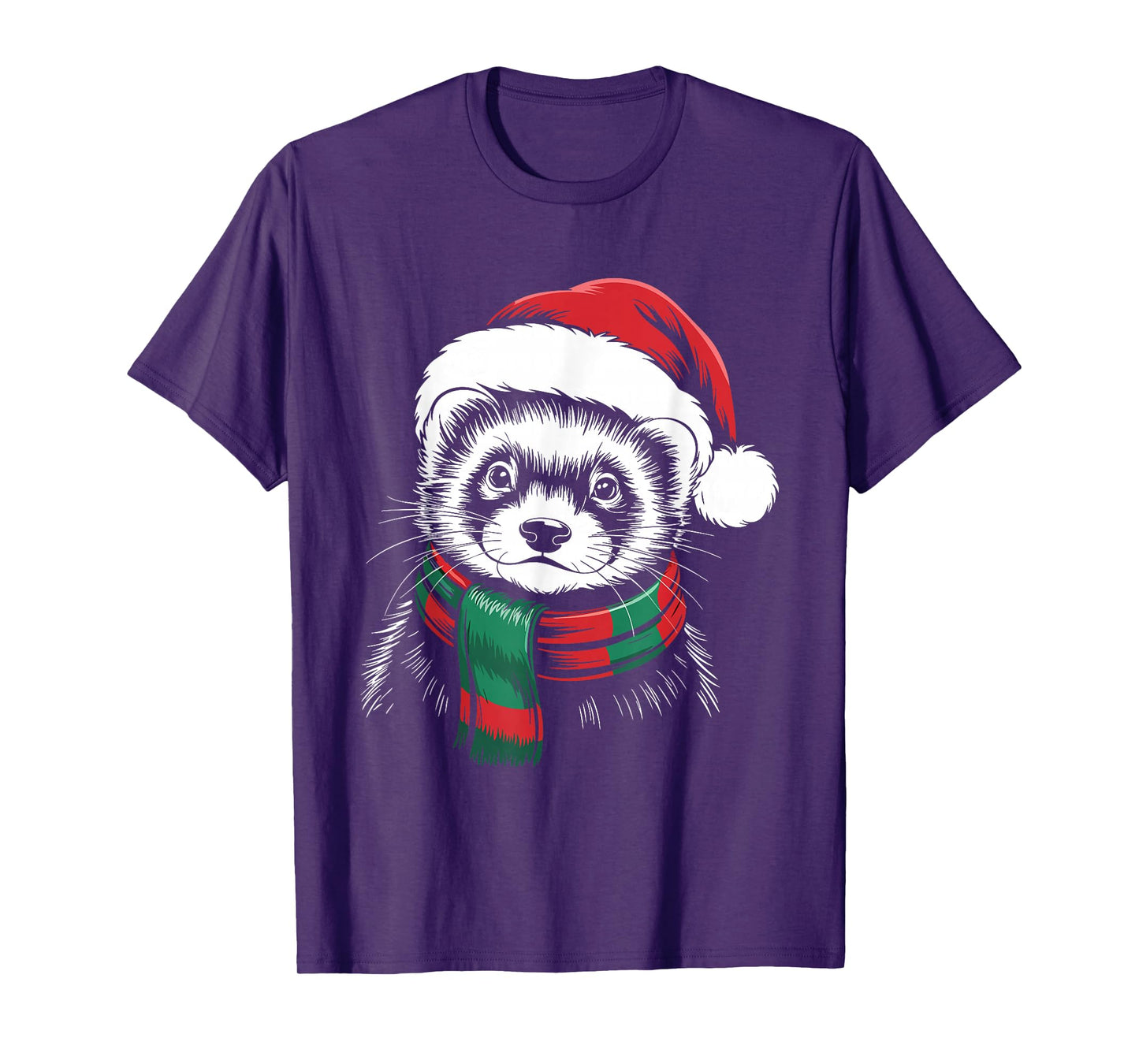 Ferret Xmas Santa Hat Scarf Christmas Costume T-Shirt