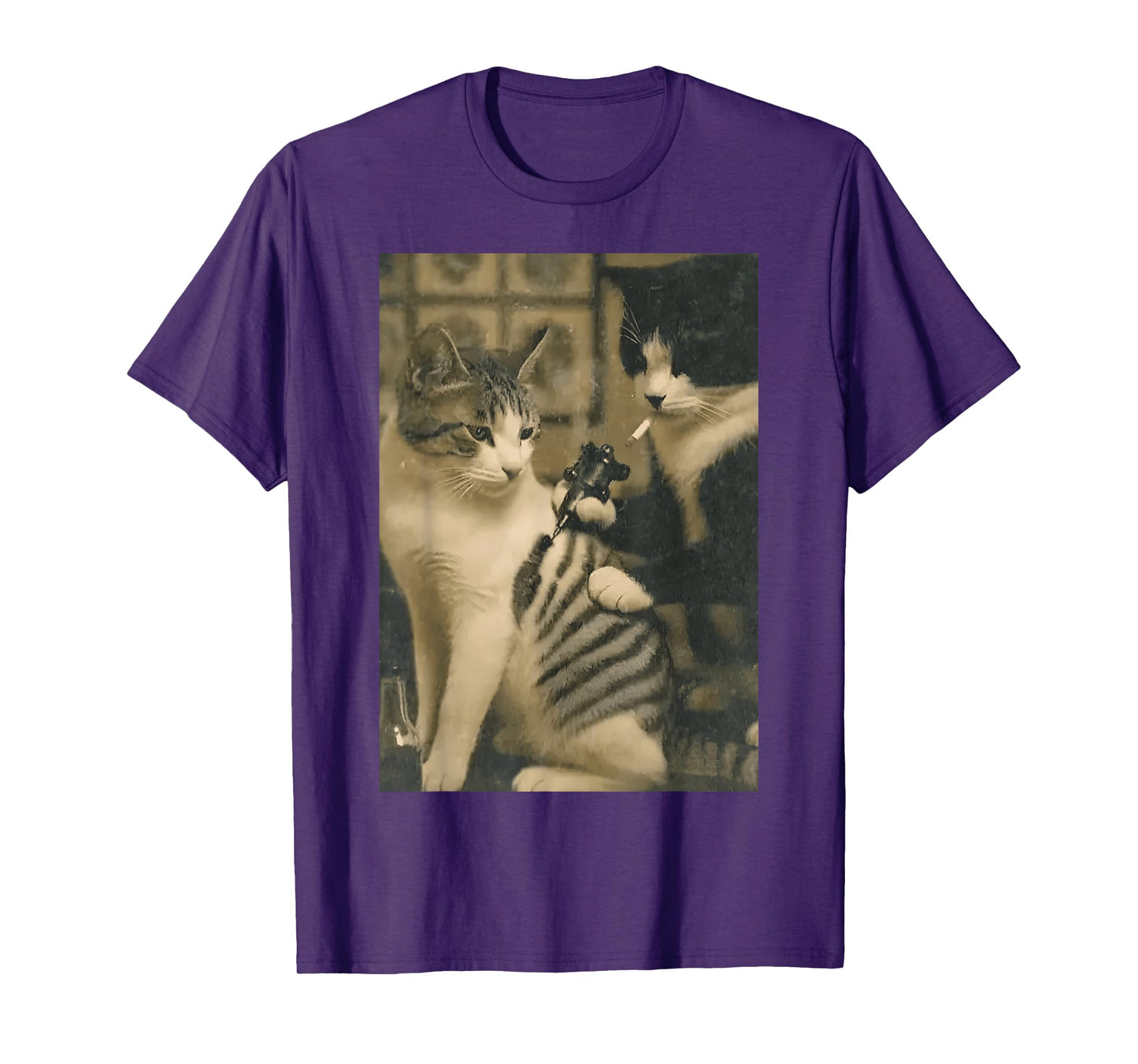 Vintage Cat Smoking Tattoo Inked Kitty Artist Funny Meme T-Shirt