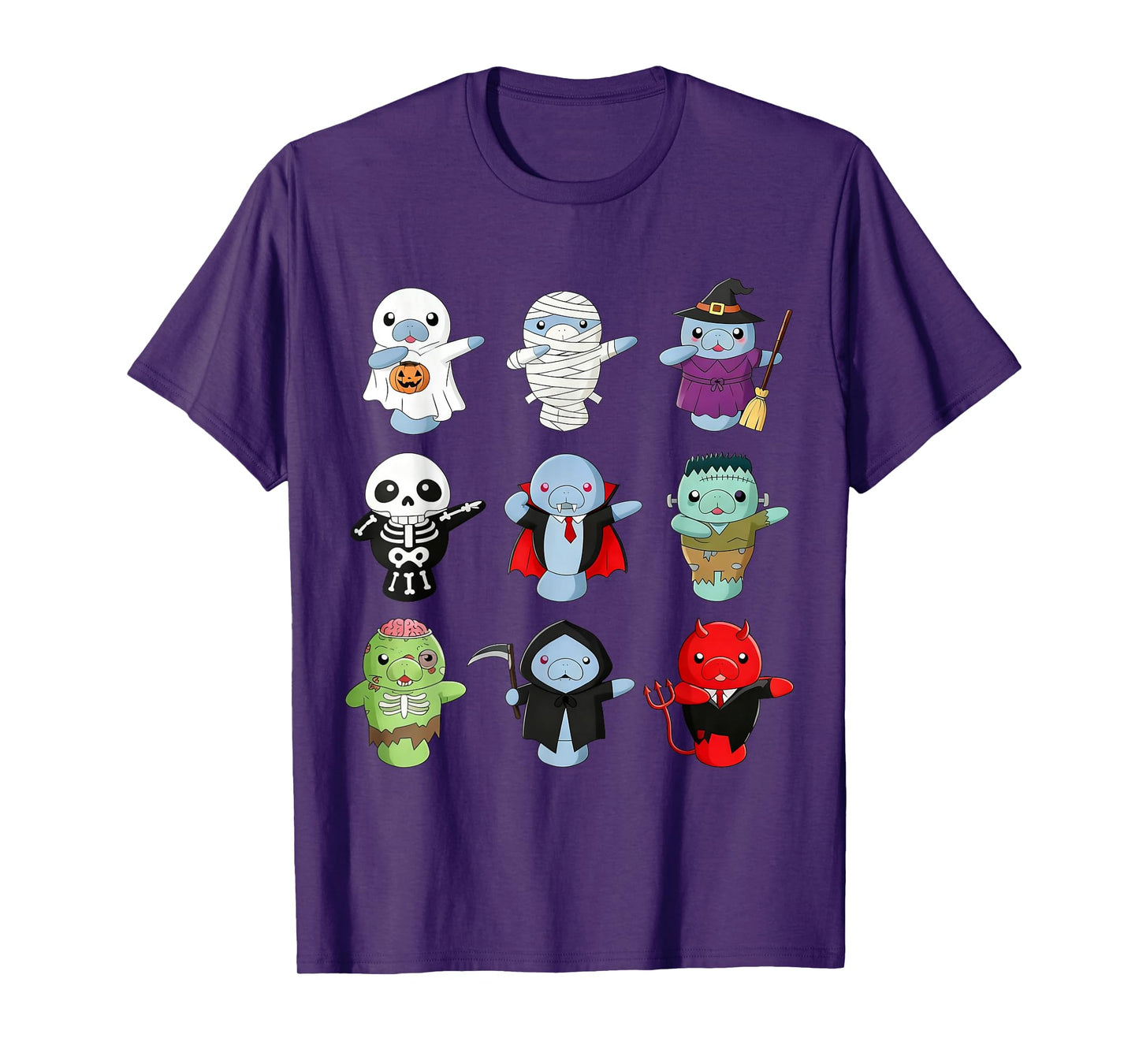 Baby Manatee Ghost Dabbing Witch Halloween Costume Kids T-Shirt