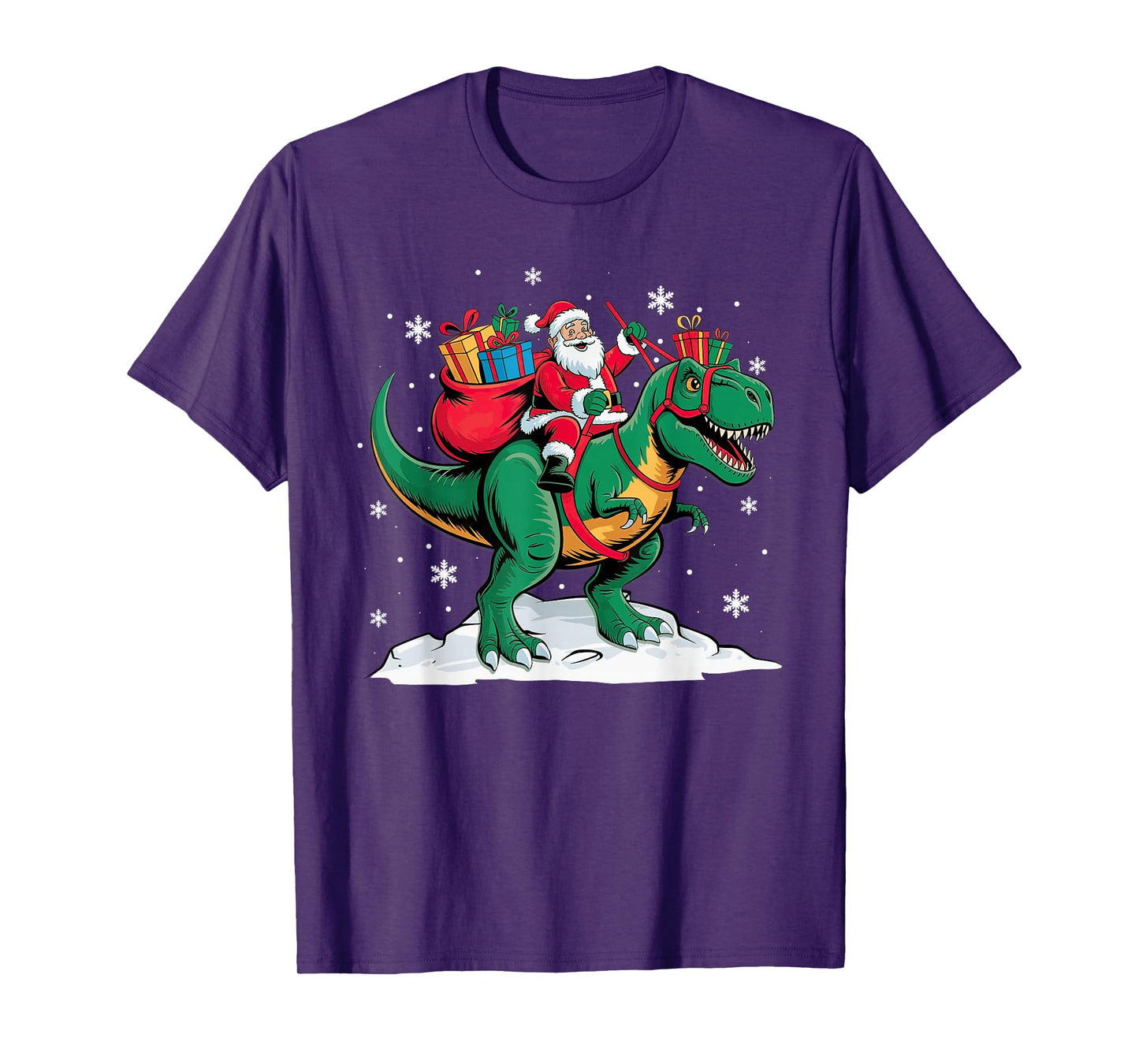 Santa Riding Dinosaur T rex Christmas Xmas Men Boys Kids T-Shirt