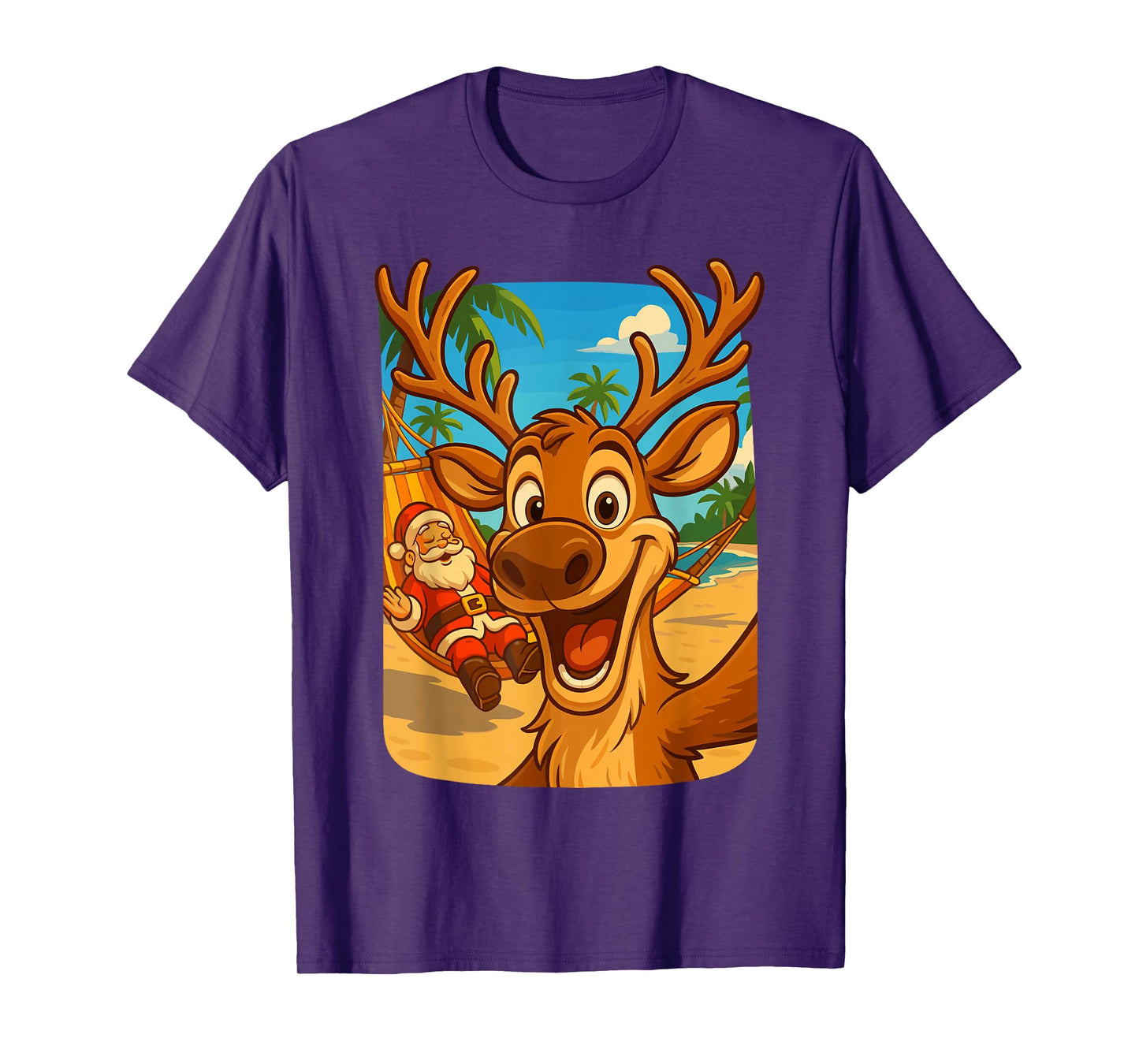Christmas Reindeer Shirts for Women, Santa Reindeer Selfie T-Shirt