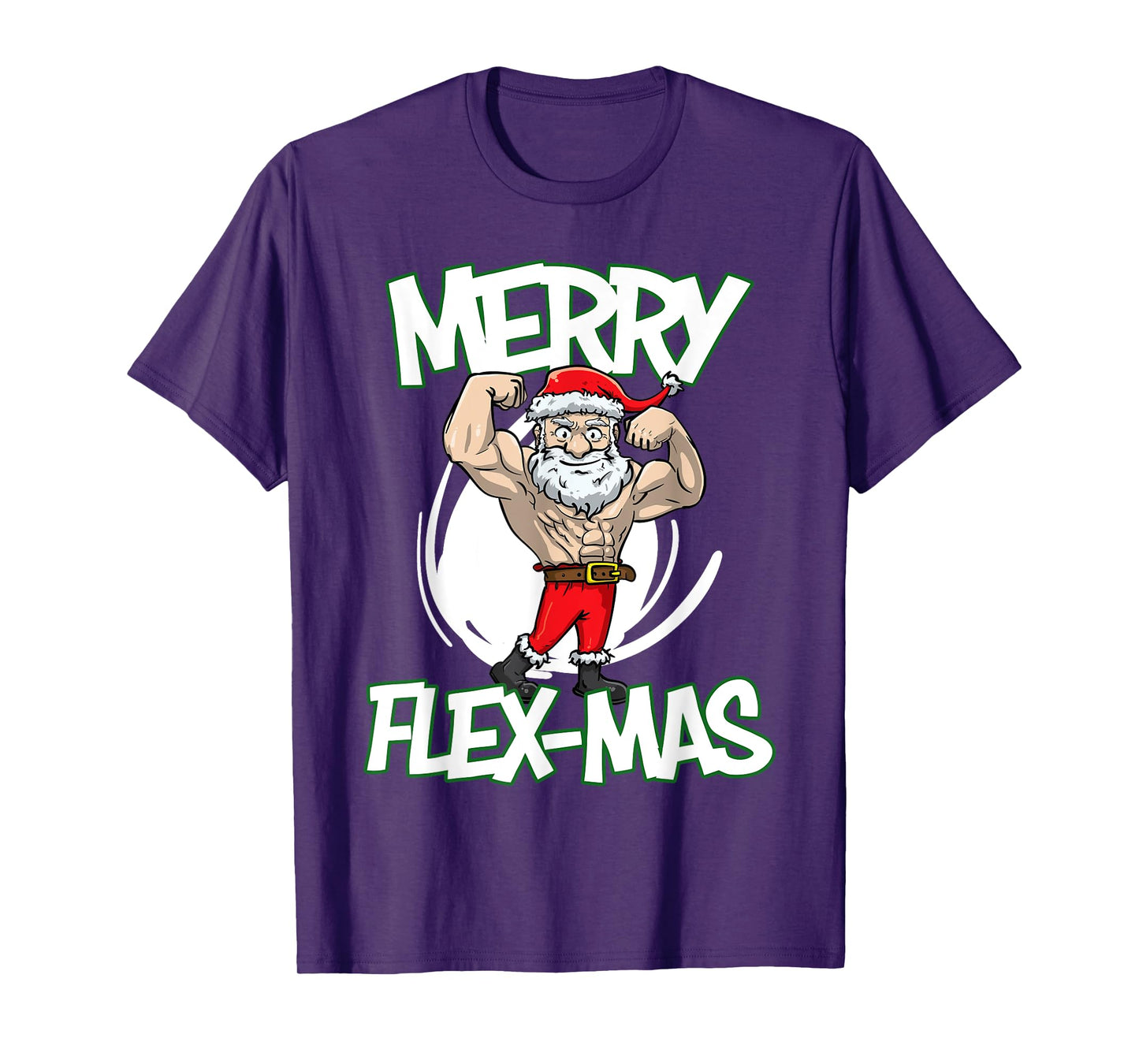 Santa Claus Flexing Merry Flex Mas Beard Funny Saying Design T-Shirt