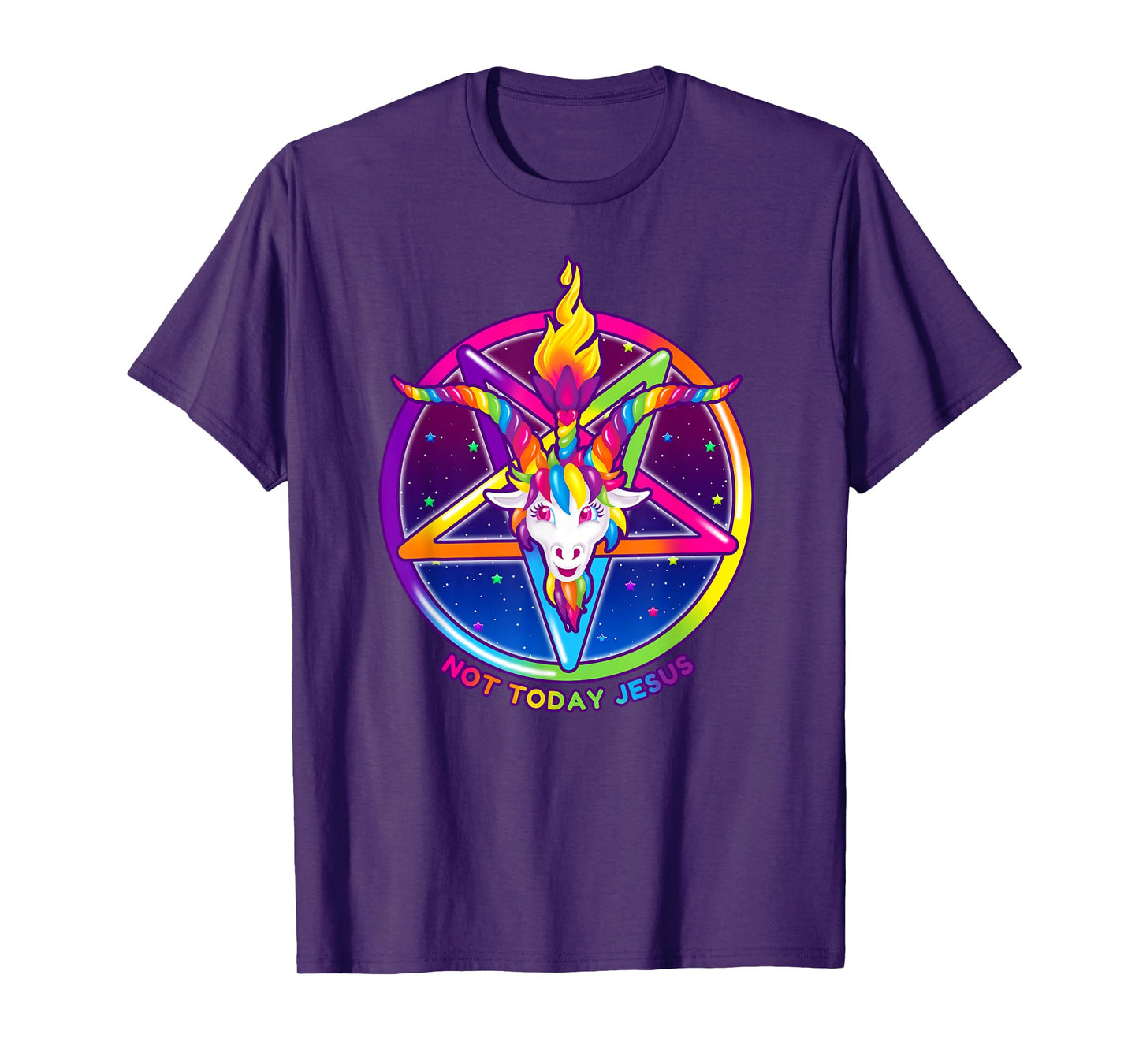 Not Today Jesus Rainbow Baphomet Pentagram Sigil Satanic T-Shirt