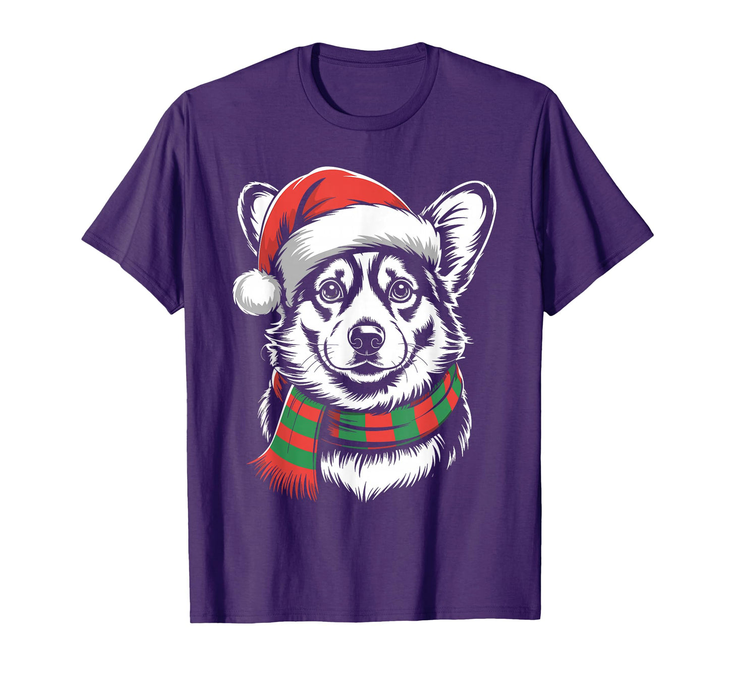 Corgi Dog Xmas Santa Hat Scarf Christmas Costume T-Shirt