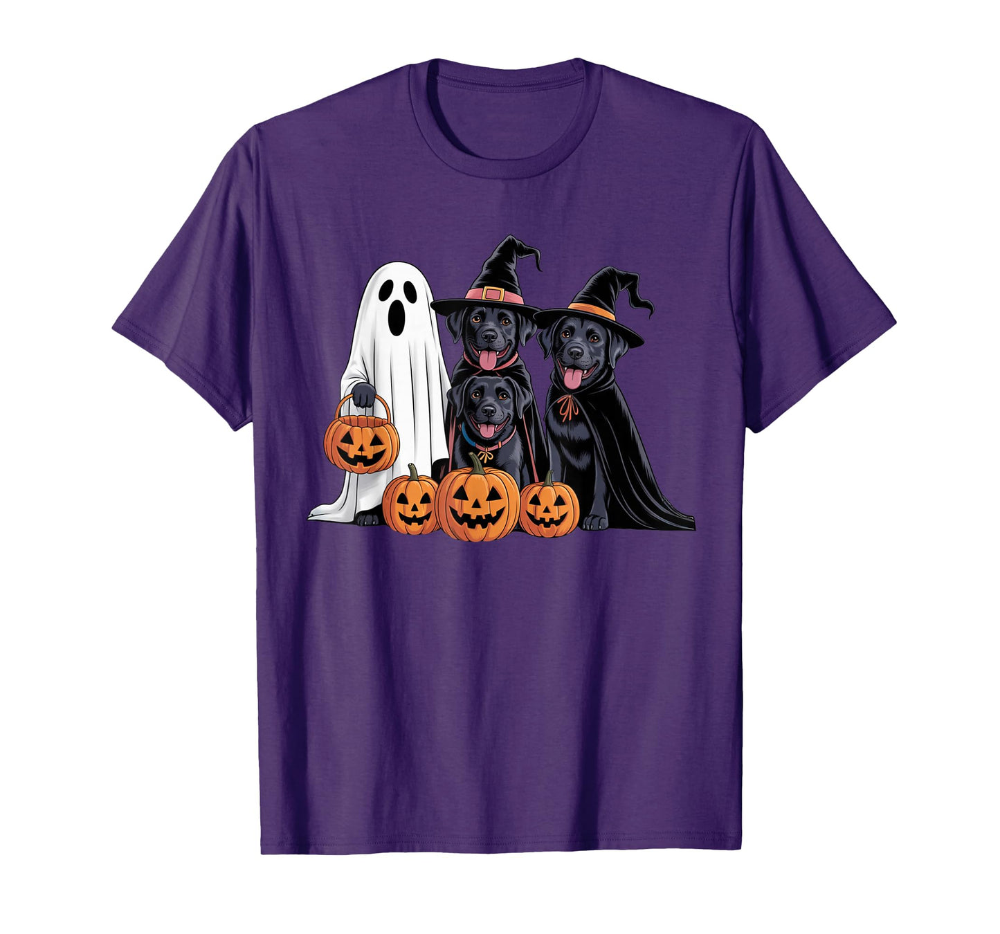 Halloween Dog Black Labrador Lovers Pumpkins Spooky Funny T-Shirt